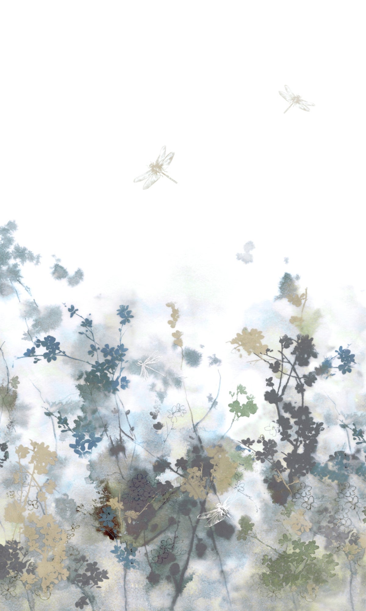 Blue Floral and Butterfly Decorative Wallpaper - RM2075 for Interior Decoration