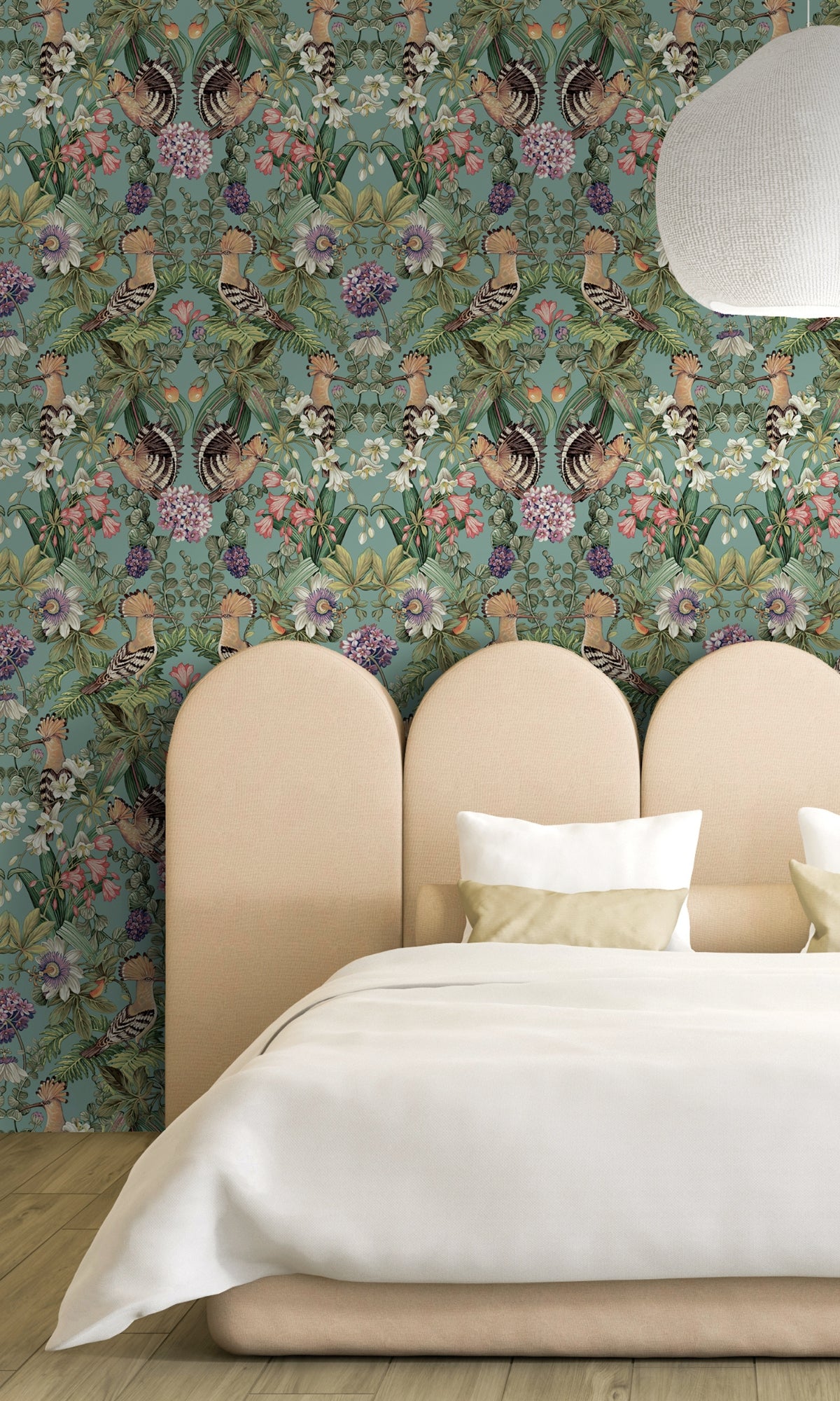 Soft Teal Colorful Tropical Birds Wallpaper for Bold Tropical Home Decor R8288