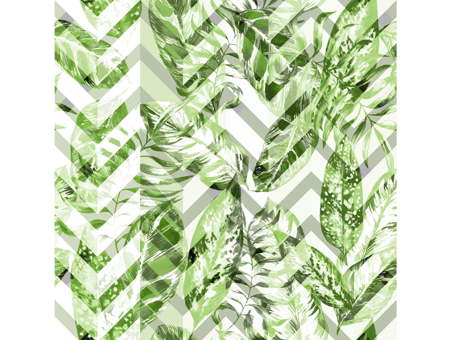 Exquisite Green Leaves Floral Design Mural Wallpaper M1313 for Home and Office