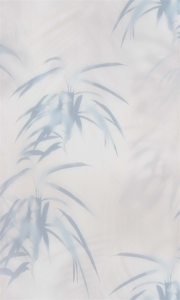 Champagne Pink and Grey Blue Tropical Jungle Leaves Decorative Wallpaper R5700