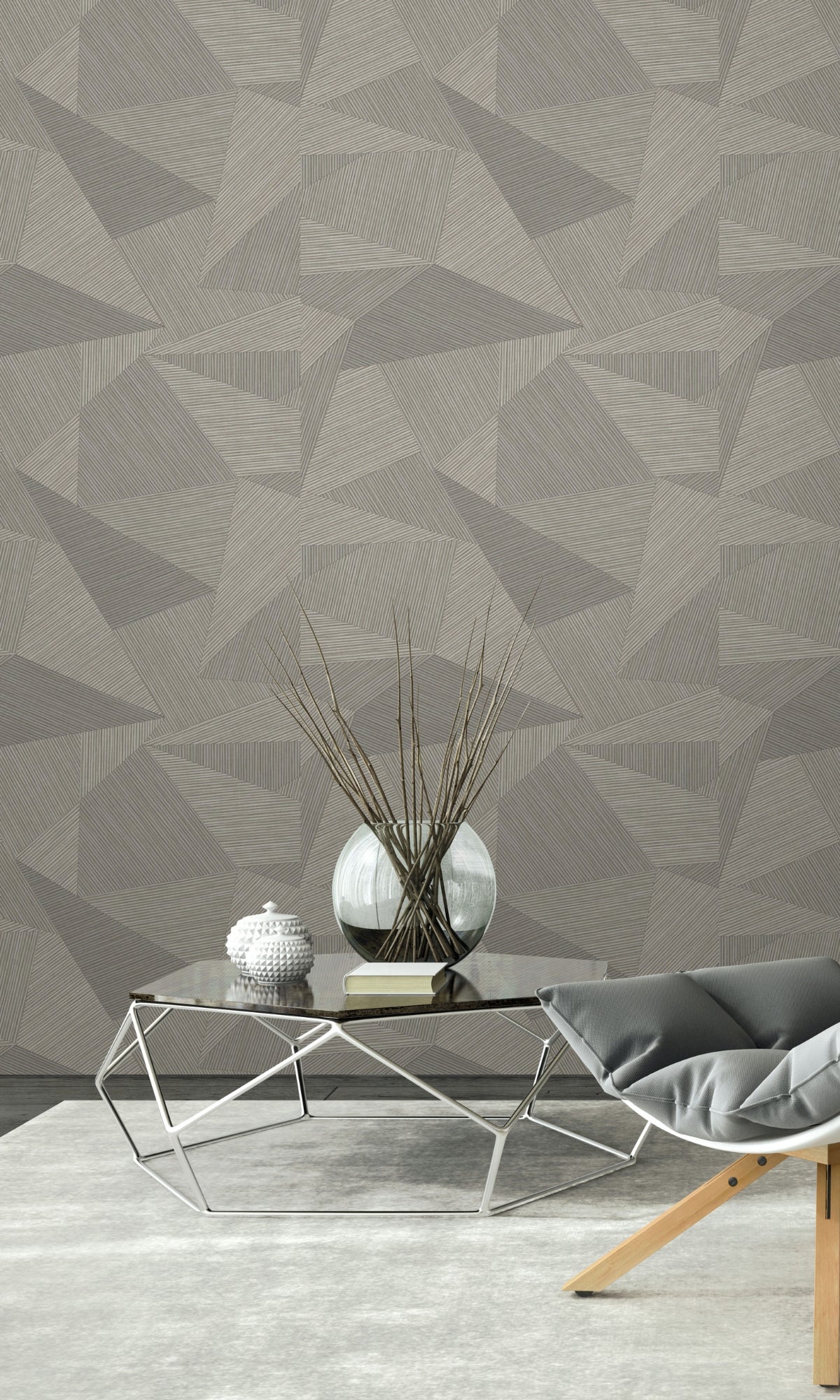 Gray Mushroom-themed Simple Geometric Patterned Wallpaper Panel R8500
