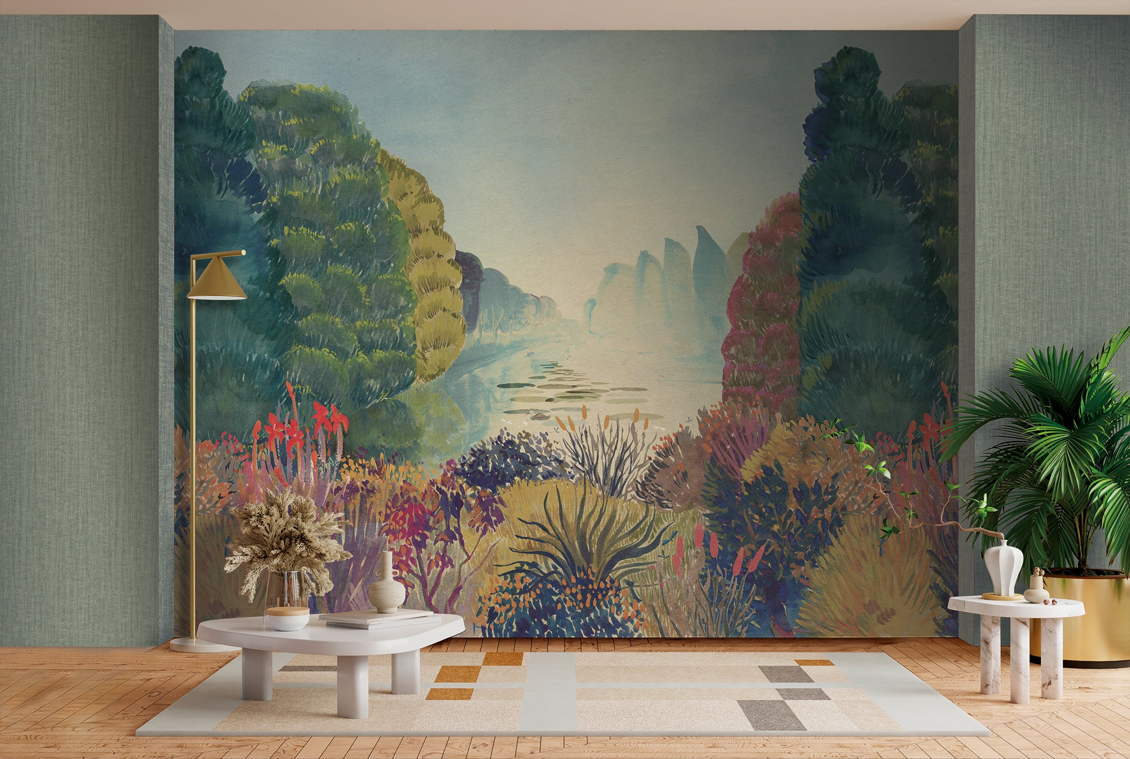 RM9024 Multicolor Luxury Non - woven Nature Landscape Wallpaper