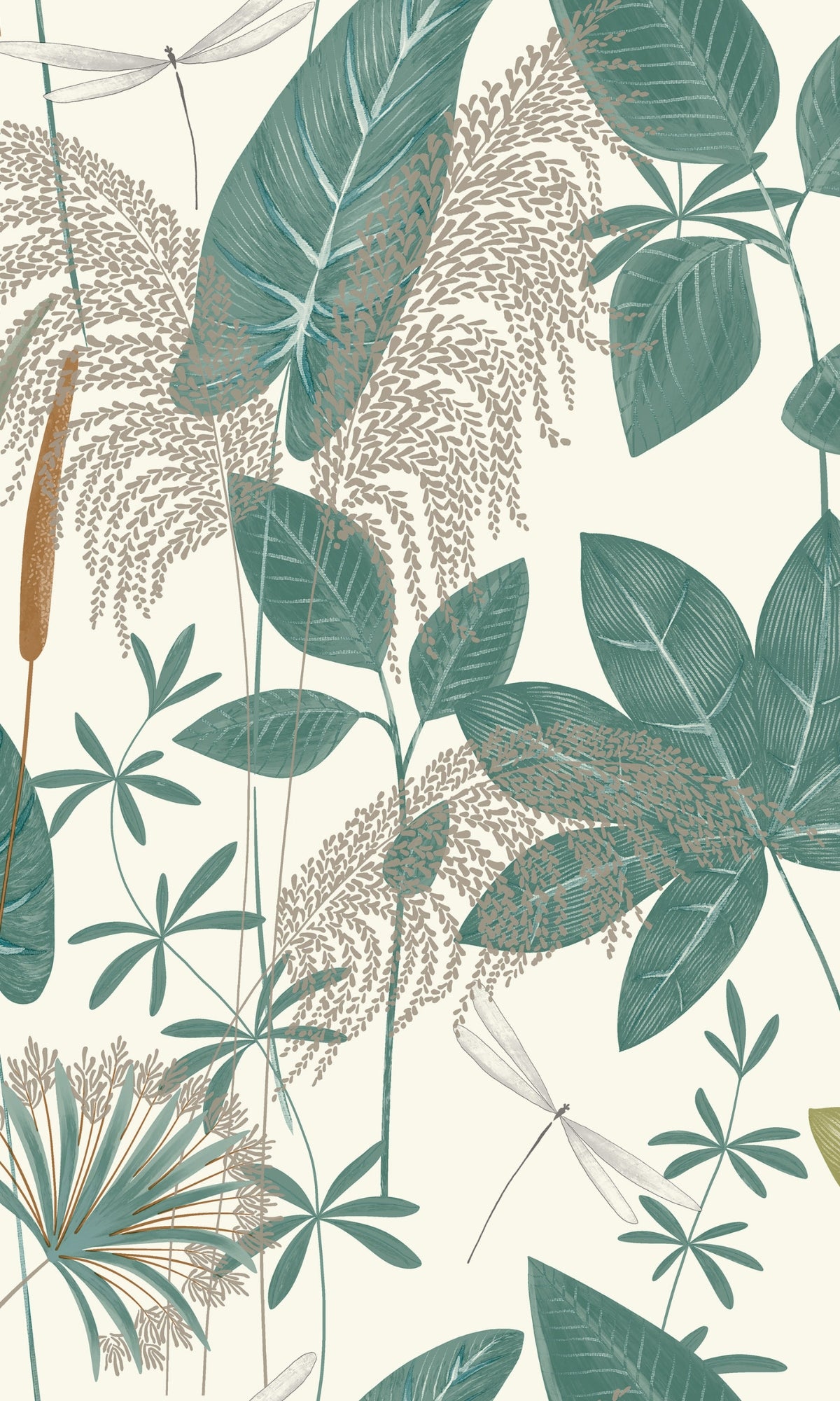 Exquisite Green Mixed Tropical Leaves Decorative Wallpaper R9220