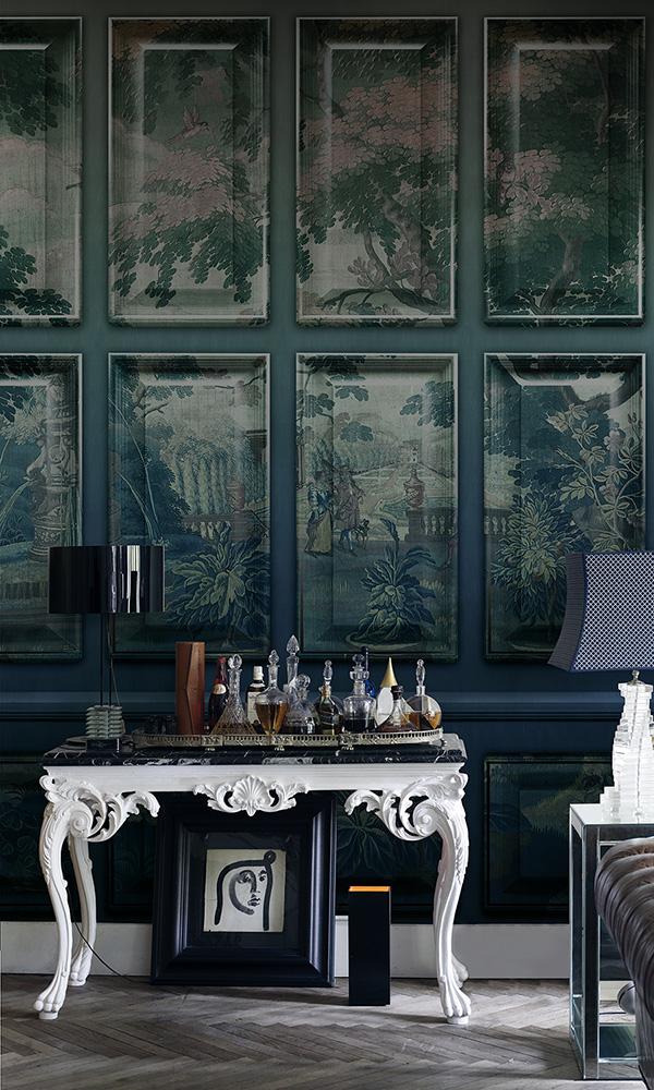 Sample of Blue Vintage Faux Art Panels M9496