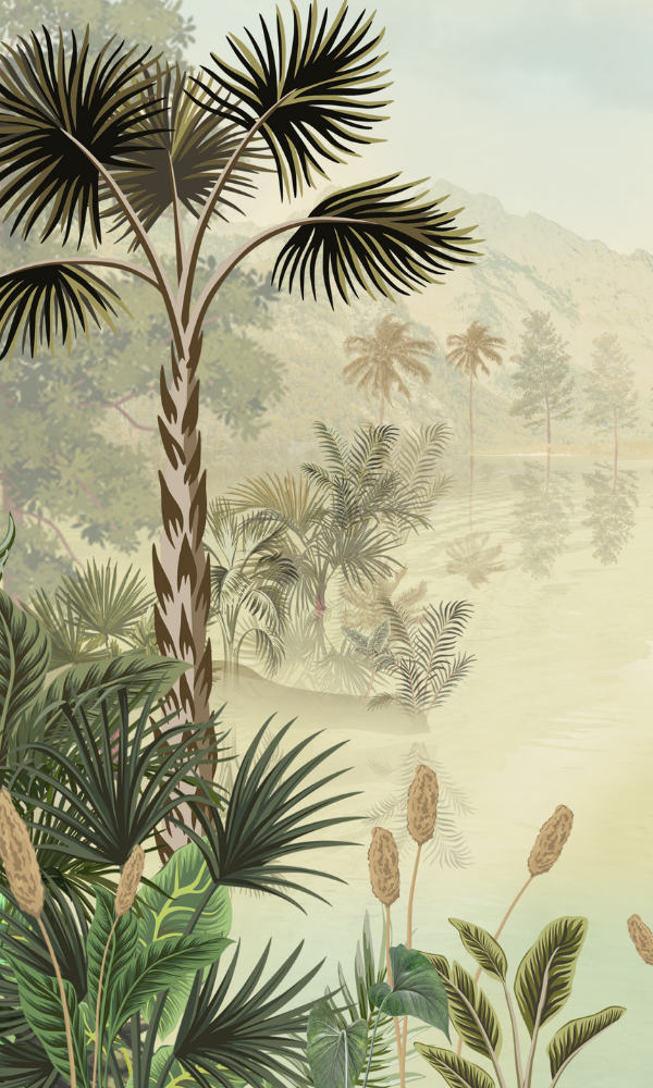 Green Mountain Tropical Paradise Decorative Wallpaper Mural Design M9987
