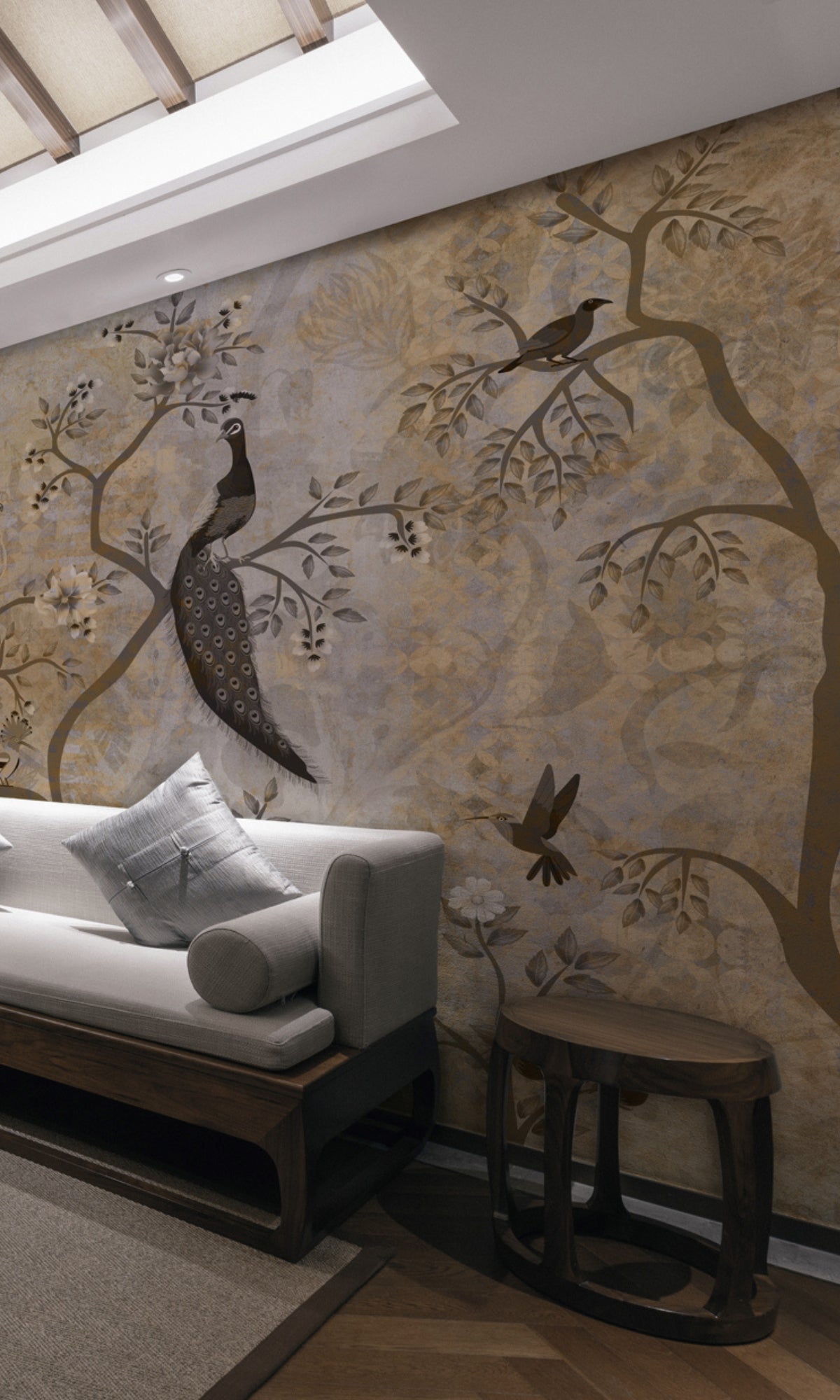 Neutral-toned Decorative Garden Mural Wallpaper M1446 for Home and Office