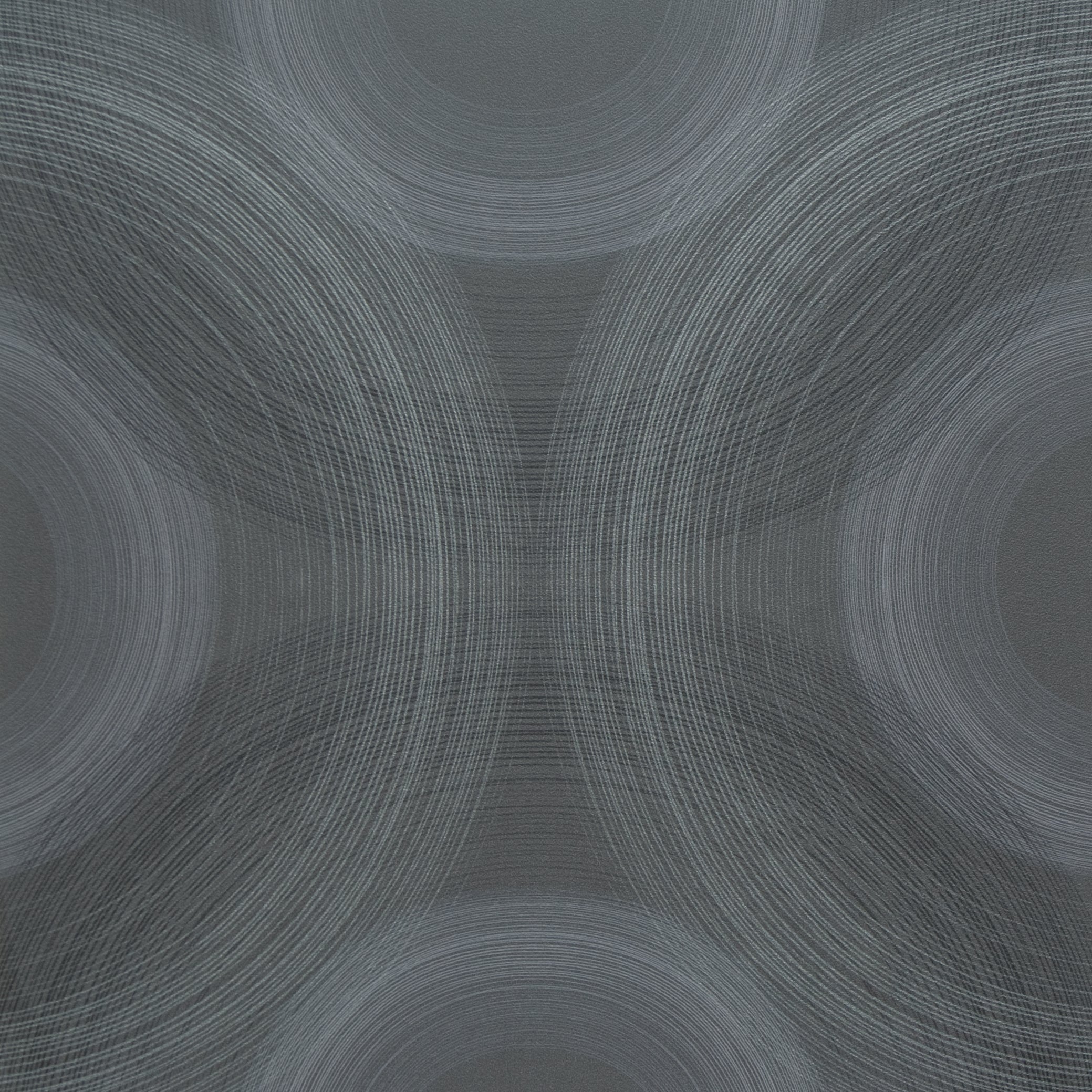 Metallic Geometric Charcoal Wallpaper with Nested Ring Pattern R2310