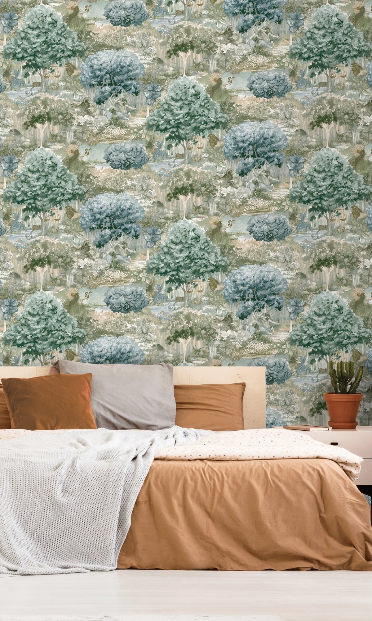 Exquisite Blue and Green Tropical Forest Landscape Wallpaper - Model R8281