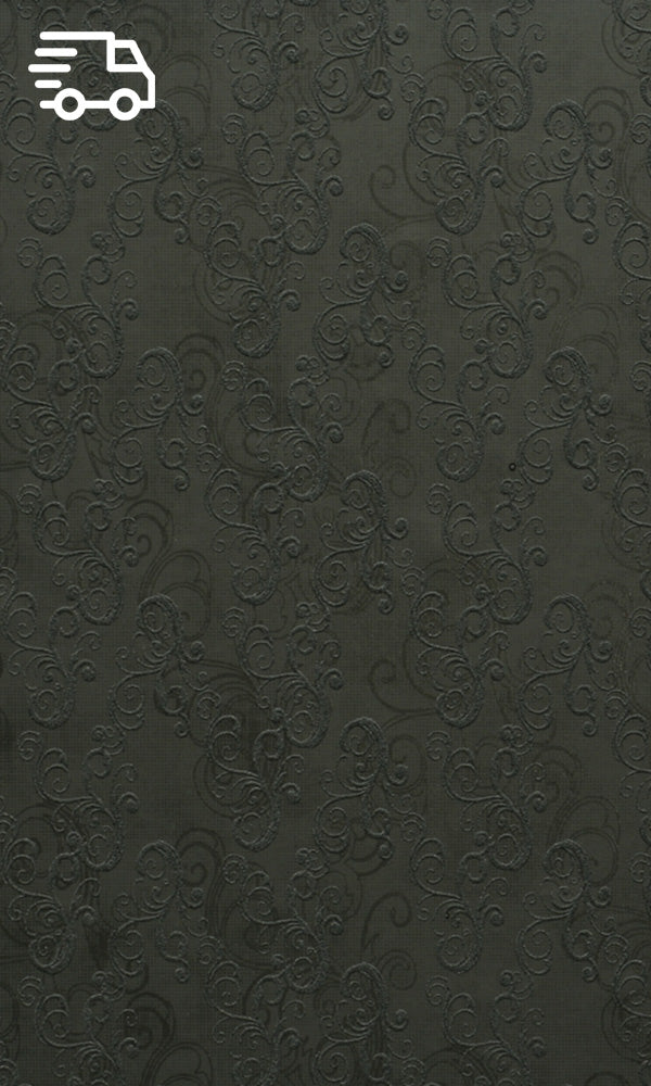 Exquisite Black Embossed Swirling Pattern Wallpaper R7253 for Interior Decoration