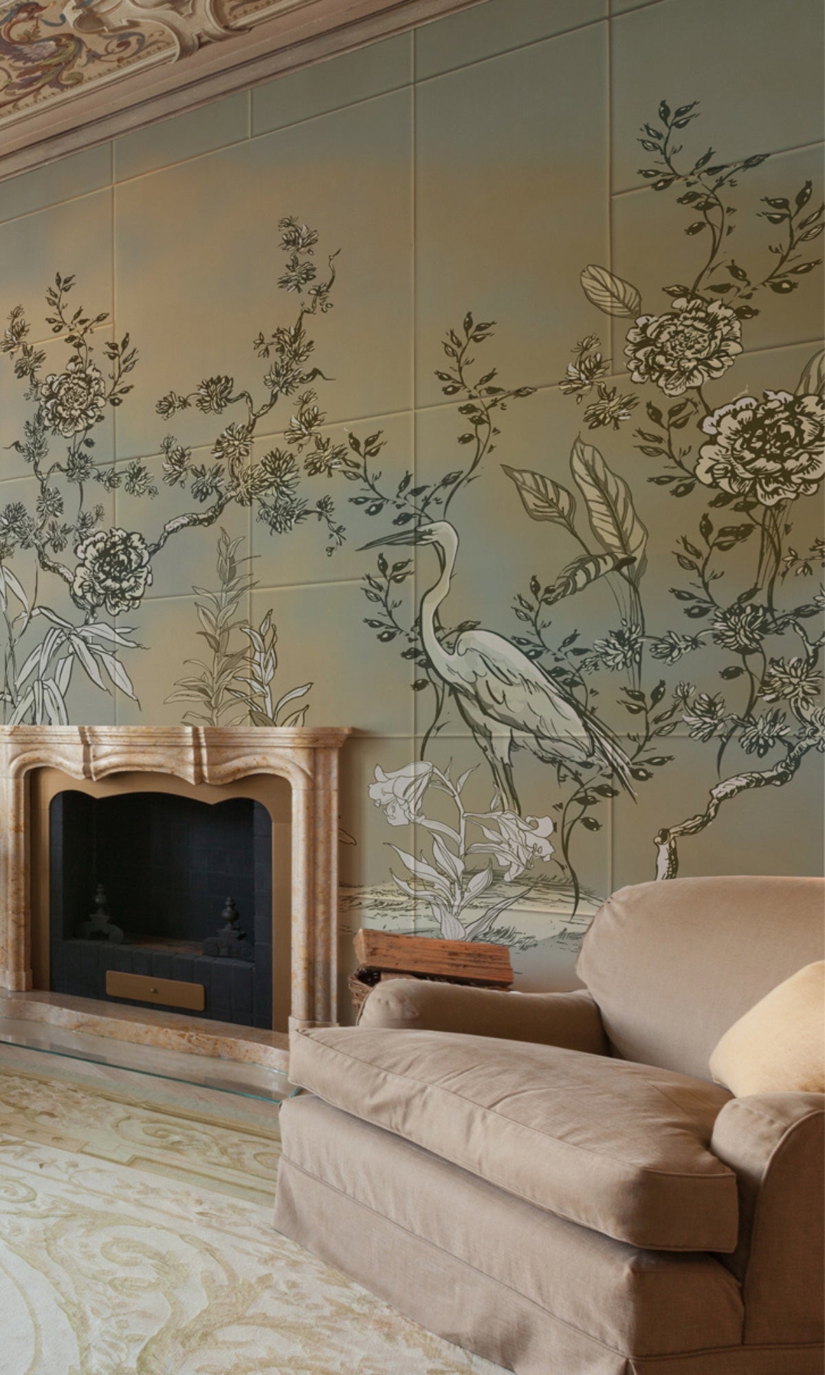 Elegant Neutral Chinese - Style Exotic Mural Wallpaper M1434