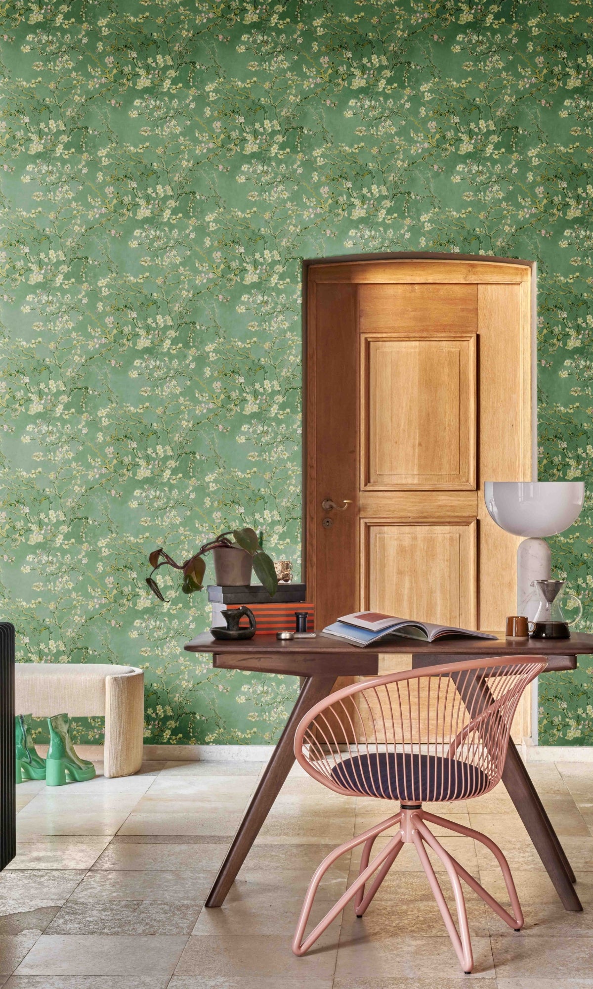 Stunning Green Almond Blossom Floral Wallpaper R8490 for Interior Refresh