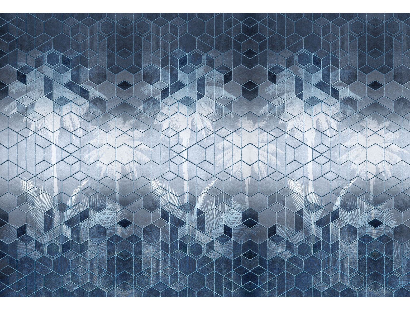 Stunning Blue Hexagonal Geometric Abstract Mural Wallpaper M1307 for Home and Office Decor