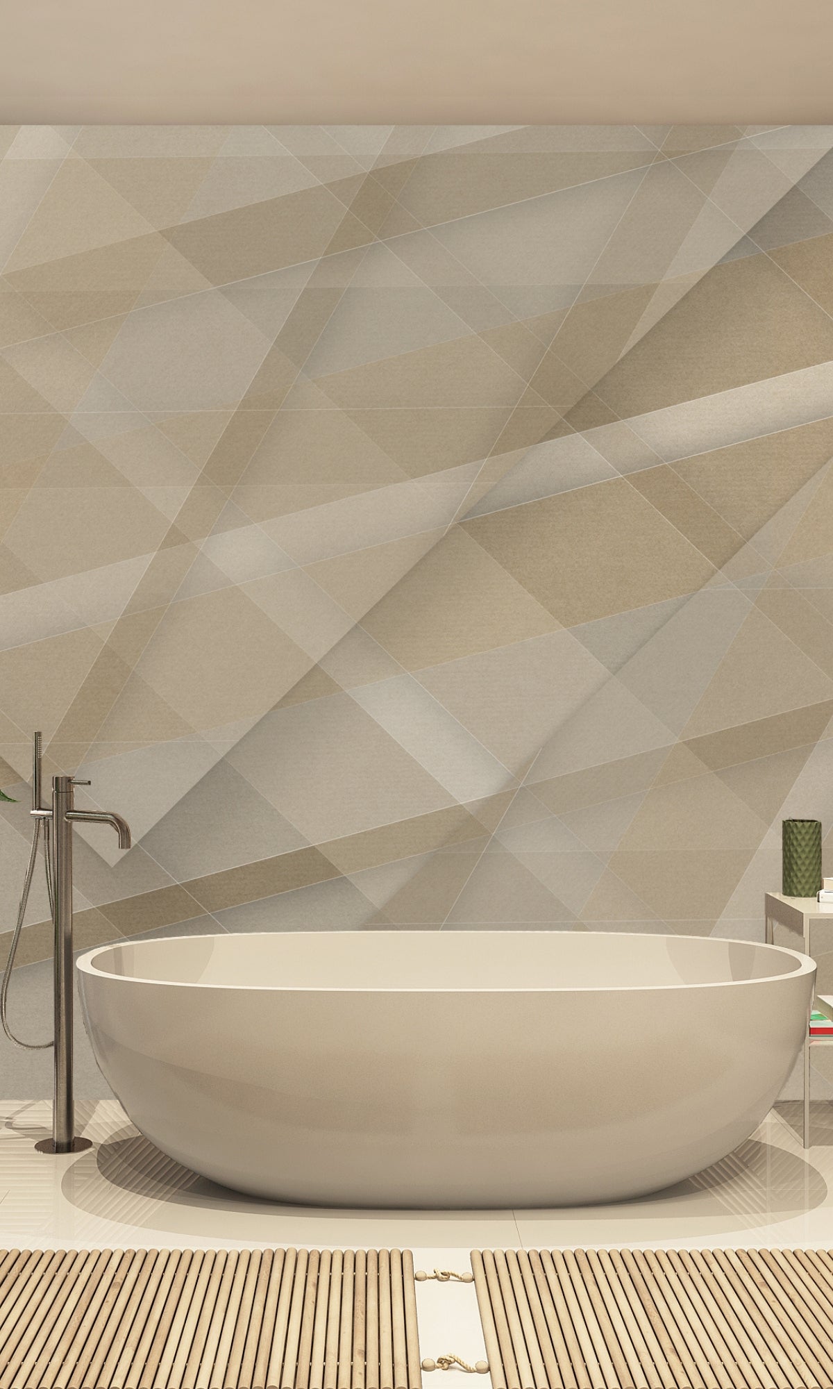 Neutral and Abstract Geometric Style Brown Decorative Mural Wallpaper M1332