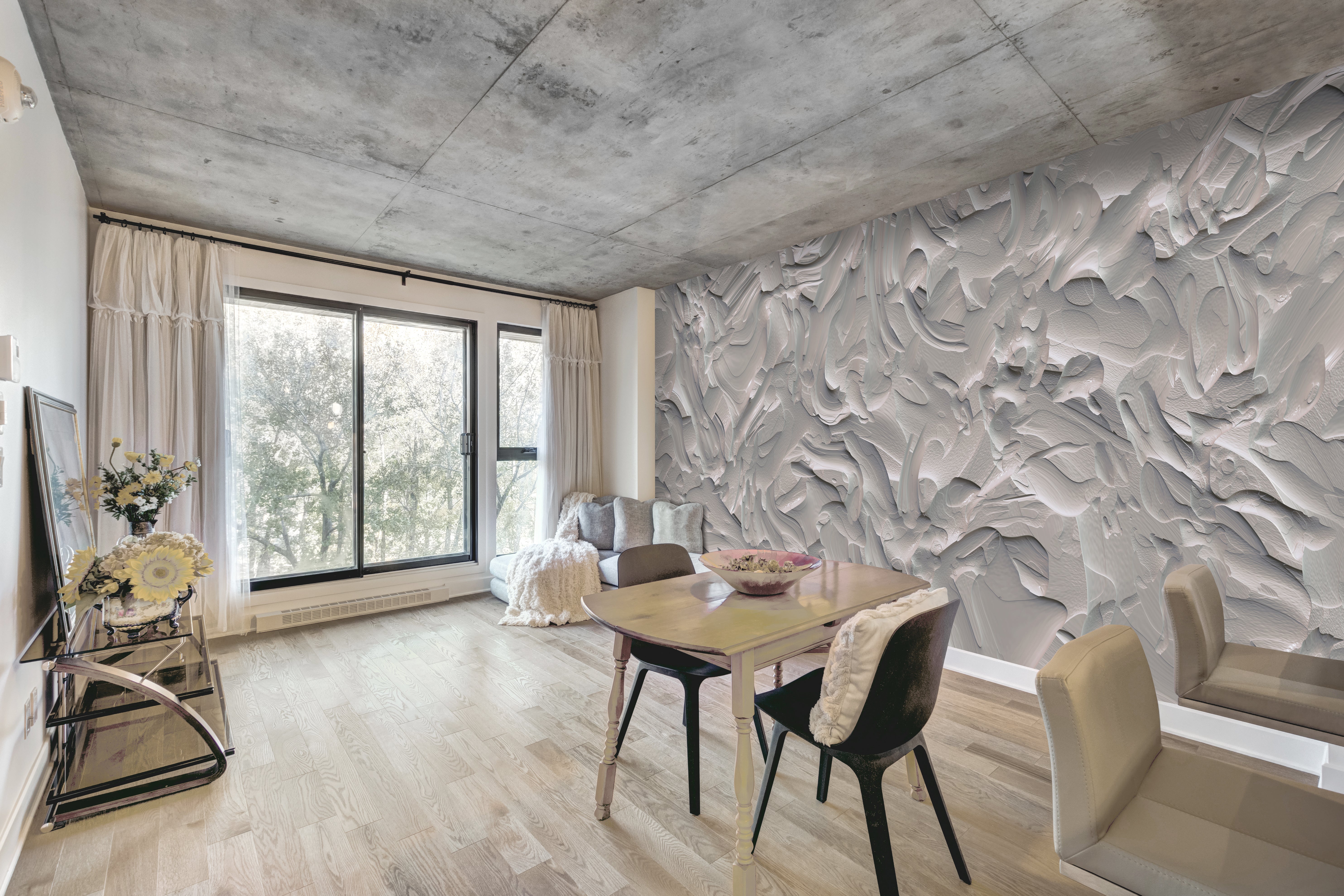 Stylish Gray Rough - Textured Plastering Look Mural Wallpaper M1378