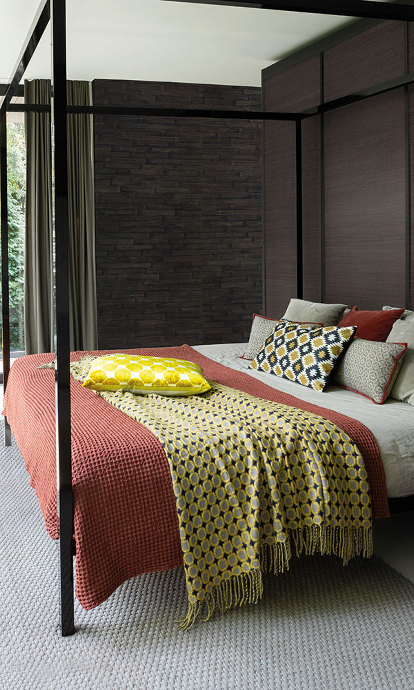 High - quality Charcoal - colored Water Hyacinth Wallpaper R6881 for Interior Decoration