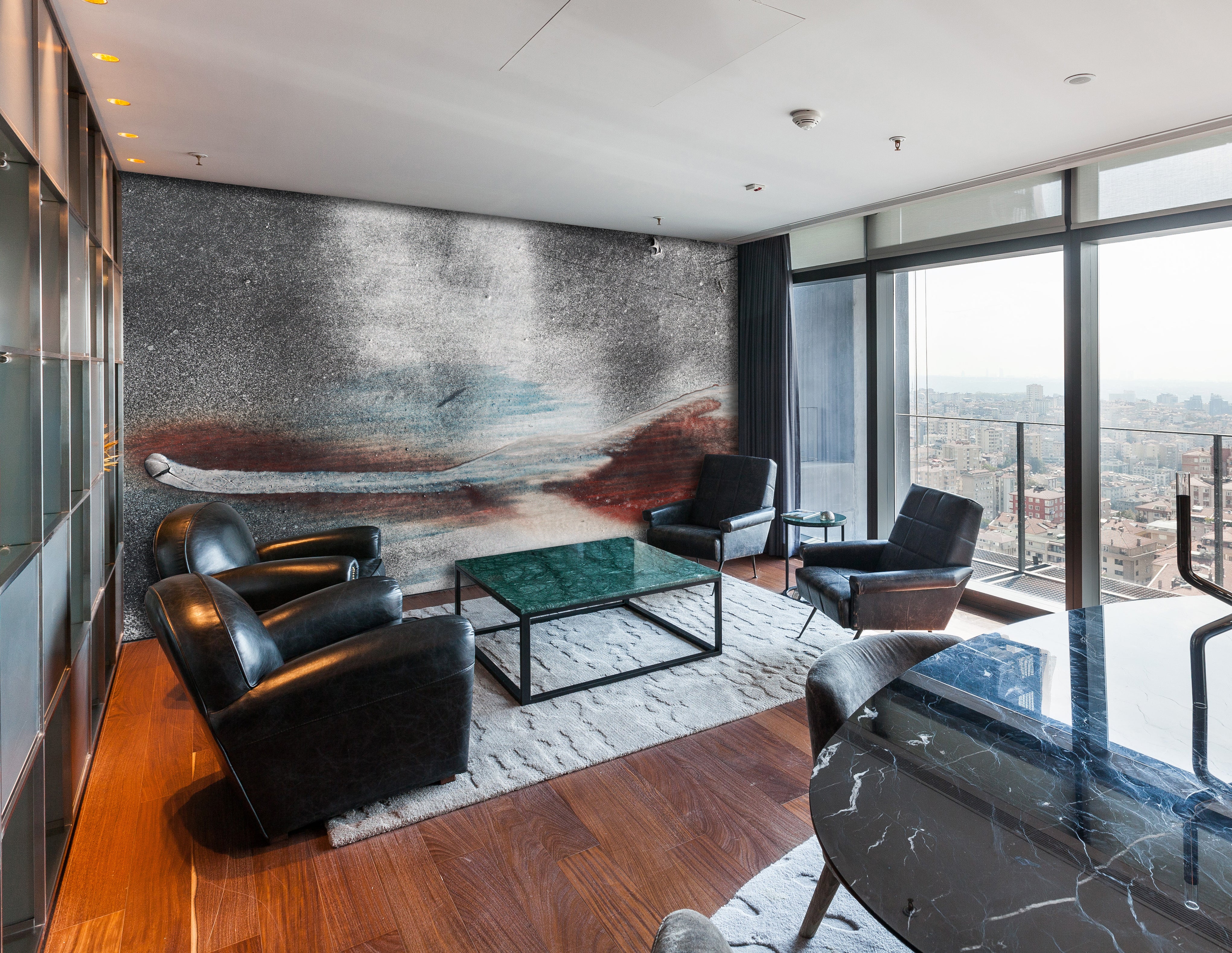 Stylish Gray Scratched Metal Mural Wallpaper M1365 for Modern Interiors