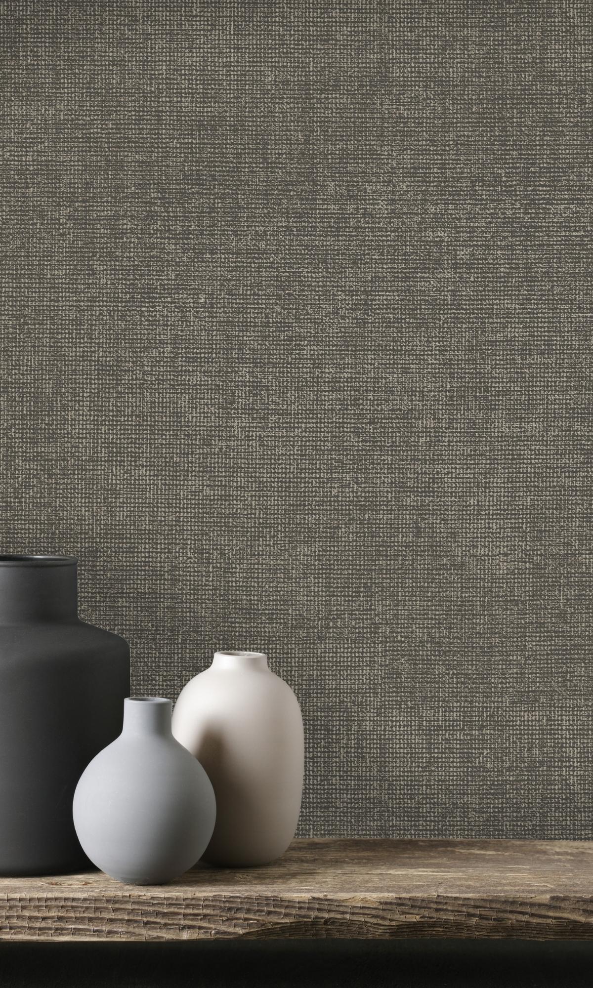 R7680 Charcoal Plain Textured Metallic Decorative Wallpaper