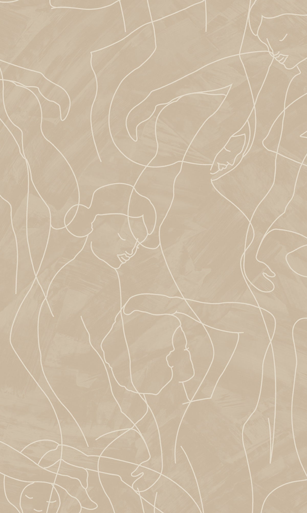 Soft Warm Taupe Non - Woven Wallpaper with Abstract Model Lines R9182