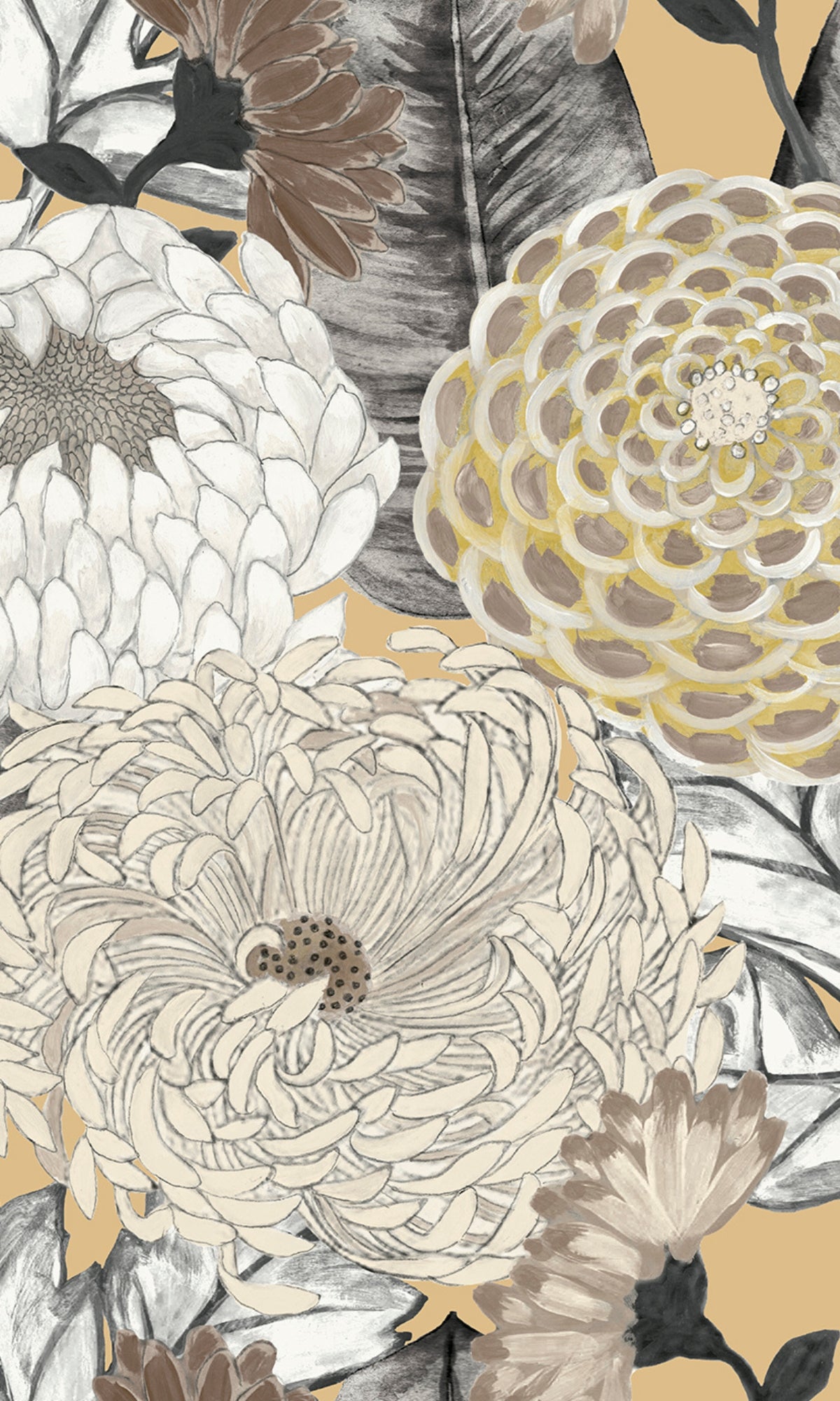 Striking Sand Floral Blossoms Wallpaper R8126