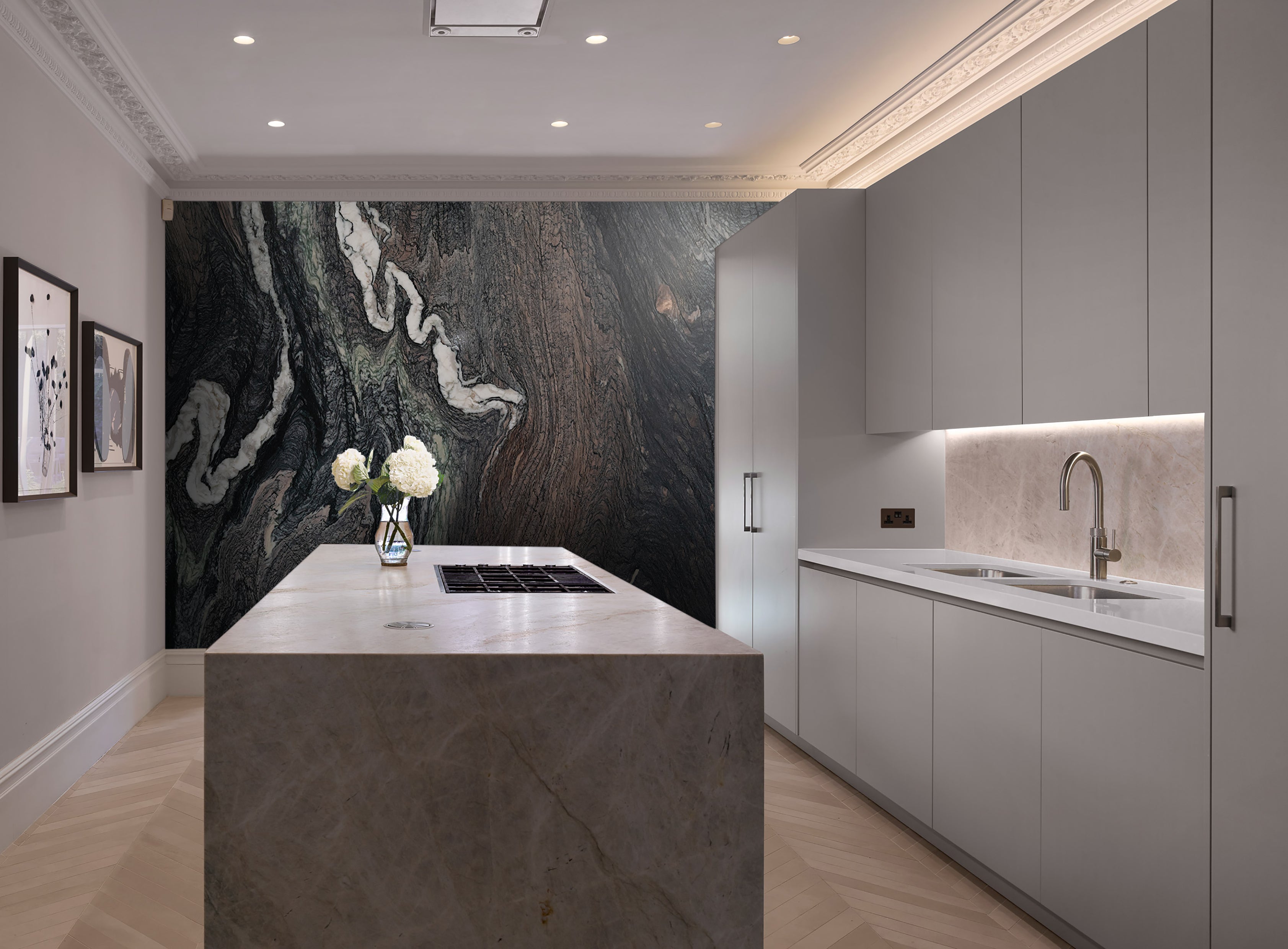Exquisite Gray Dark Marble-Inspired Mural Wallpaper M1149 for Home Decor