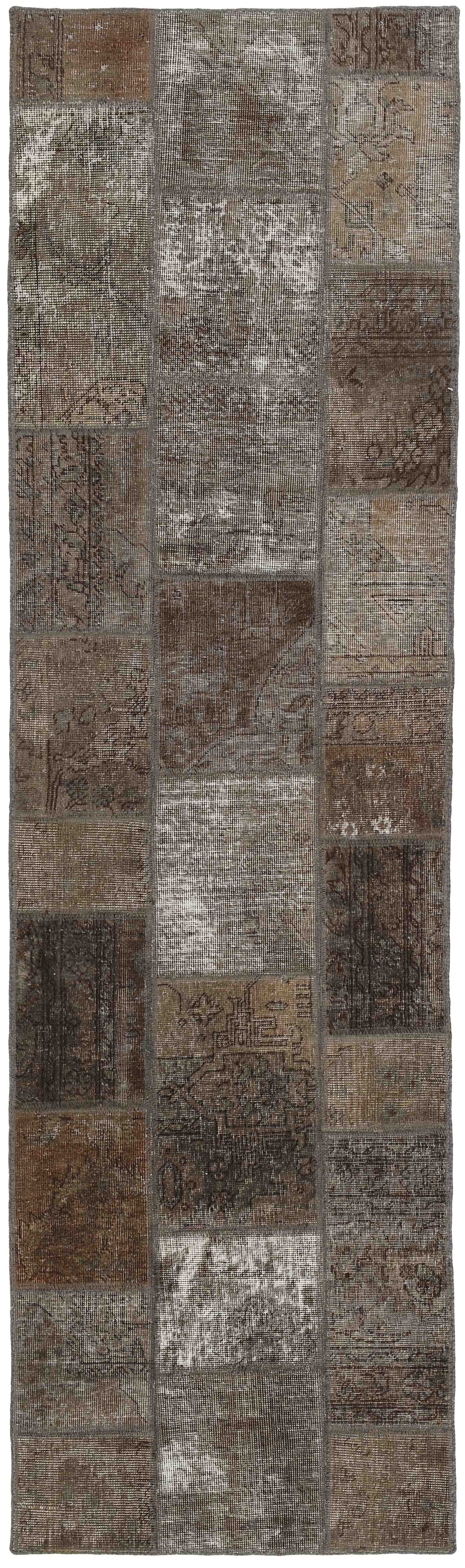 Antique Persian Handmade Vintage Royal Patchwork Rugs, 71 cm x 256 cm