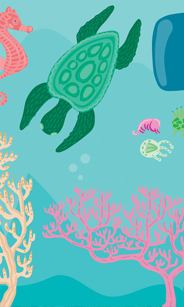 Blue Ocean Friends Cartoon Wallpaper Mural M9906 for Children's Room