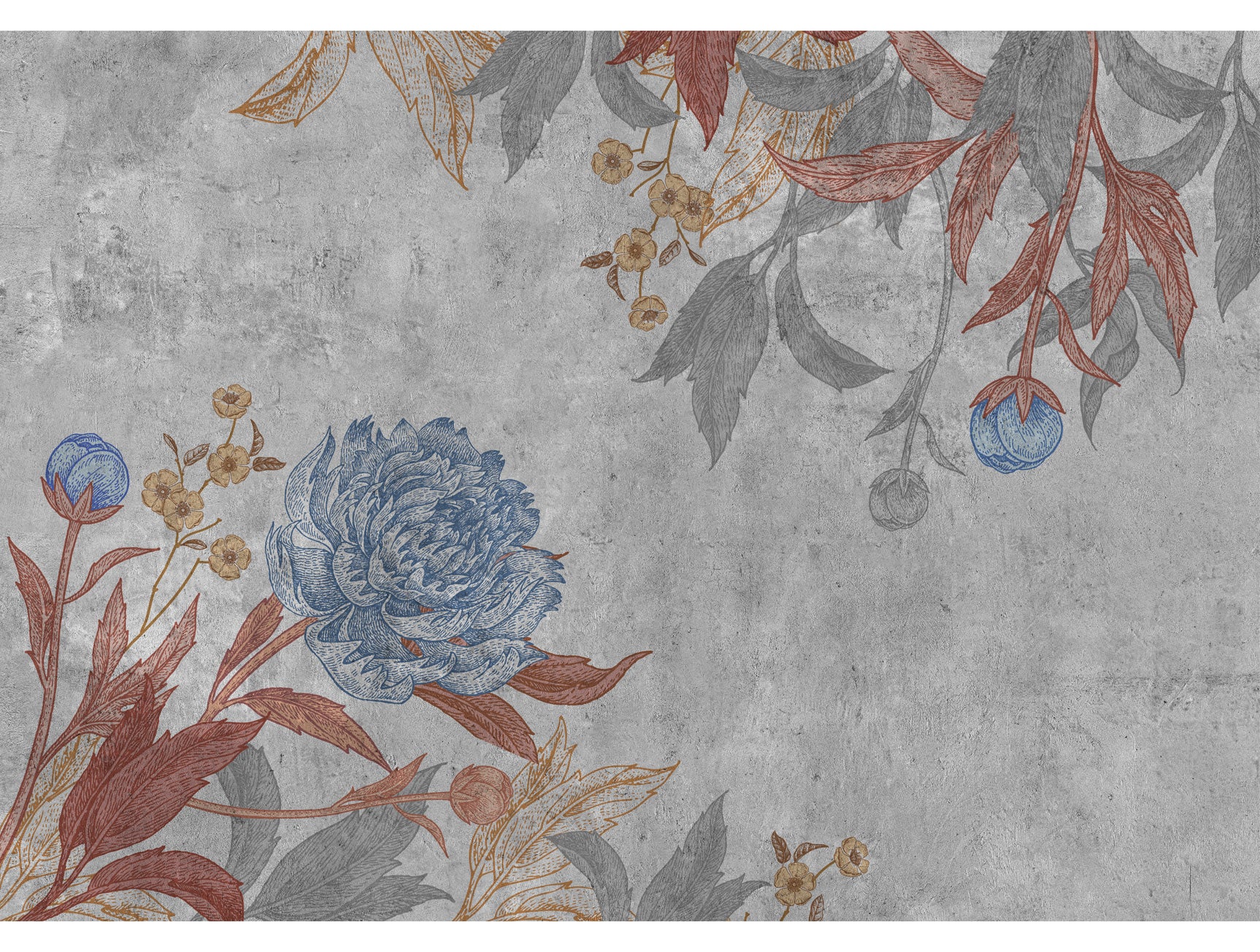 Exquisite Gray Peonies Floral Mural Wallpaper M1206 for Timeless Decor