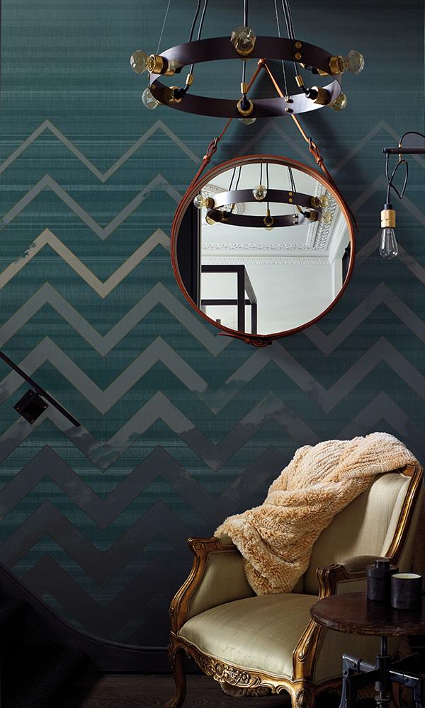 Navy Blue Fading Zigzag Pattern Mural Sample - M9475