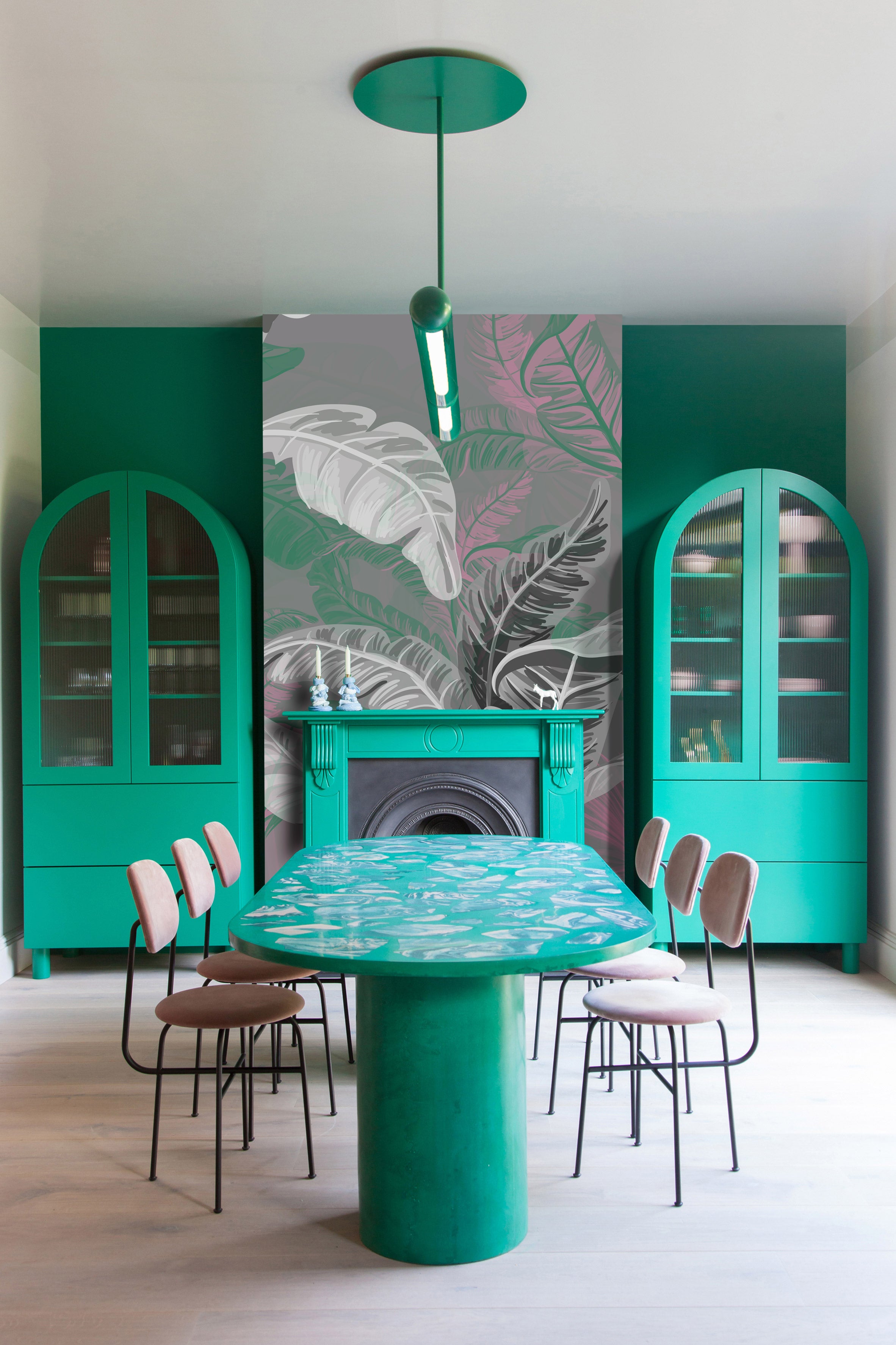 Exquisite Green Tropical Botanical Shrubs Decorative Mural Wallpaper M1268 for Indoor Spaces