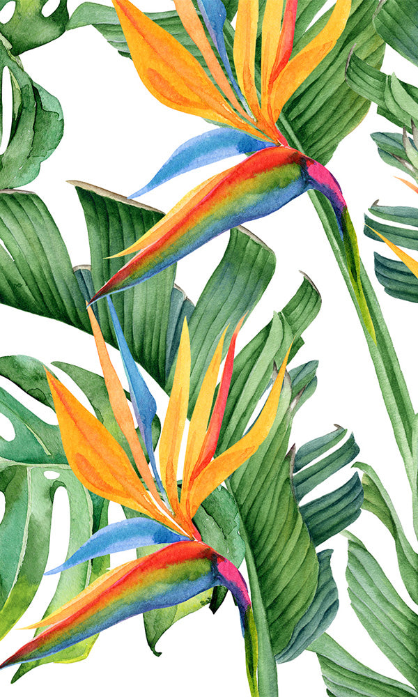 Vibrant Green Tropical Jungle Leaves Mural M9962