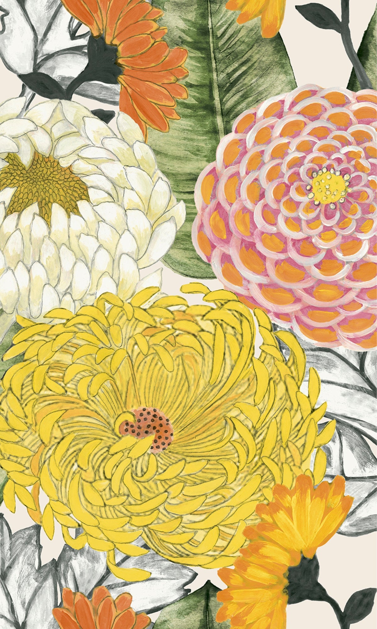 Vibrant Orange Bold Floral Wallpaper R8125 for Stunning Home Decor