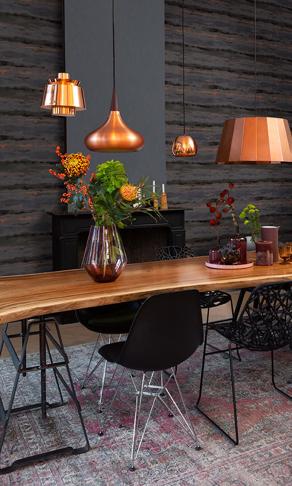 Metallic Black Dyed Ink Wall Art Wallpaper on Canvas R6237