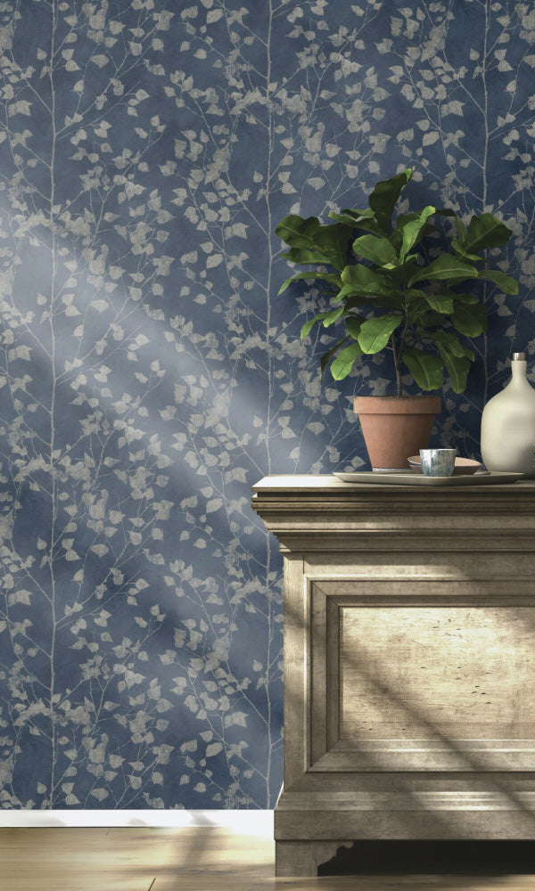 Navy Blue Charming Enchanting Forest Style Wallpaper R6561 for Interior Decoration