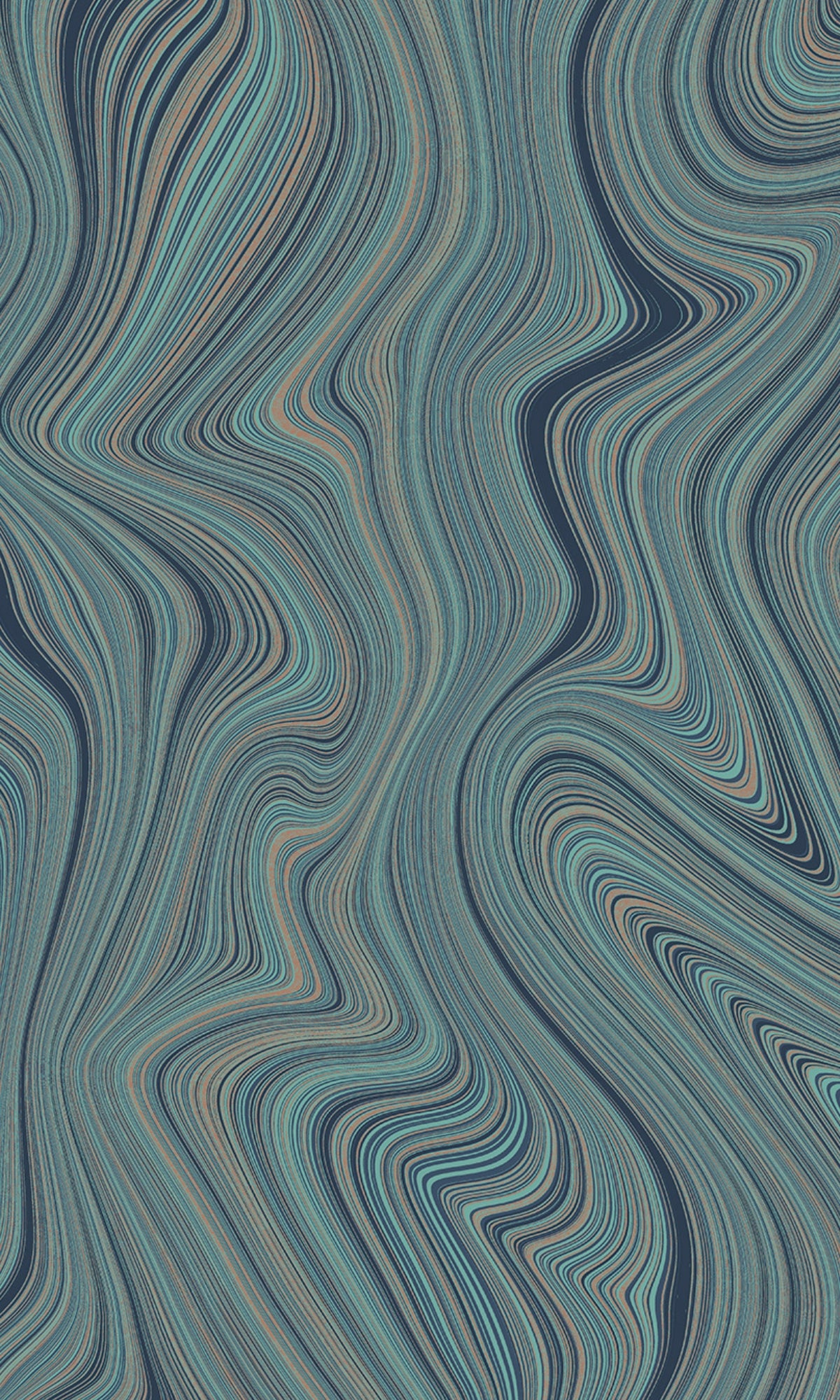 Stylish Blue-Green Abstract Geometric Curved Lines Wallpaper R9187
