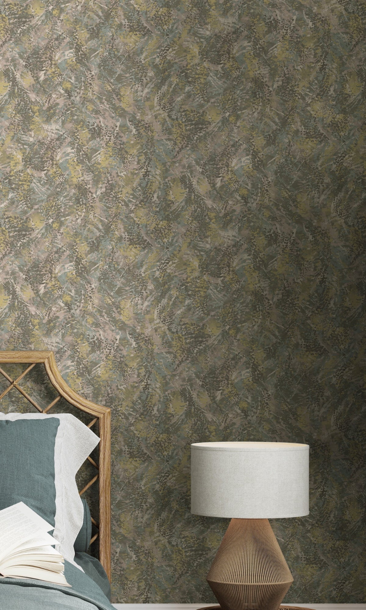Blush Khaki Abstract Wallpaper with Feather-Like Textured Design R8938 - Ideal for Interior Decoration