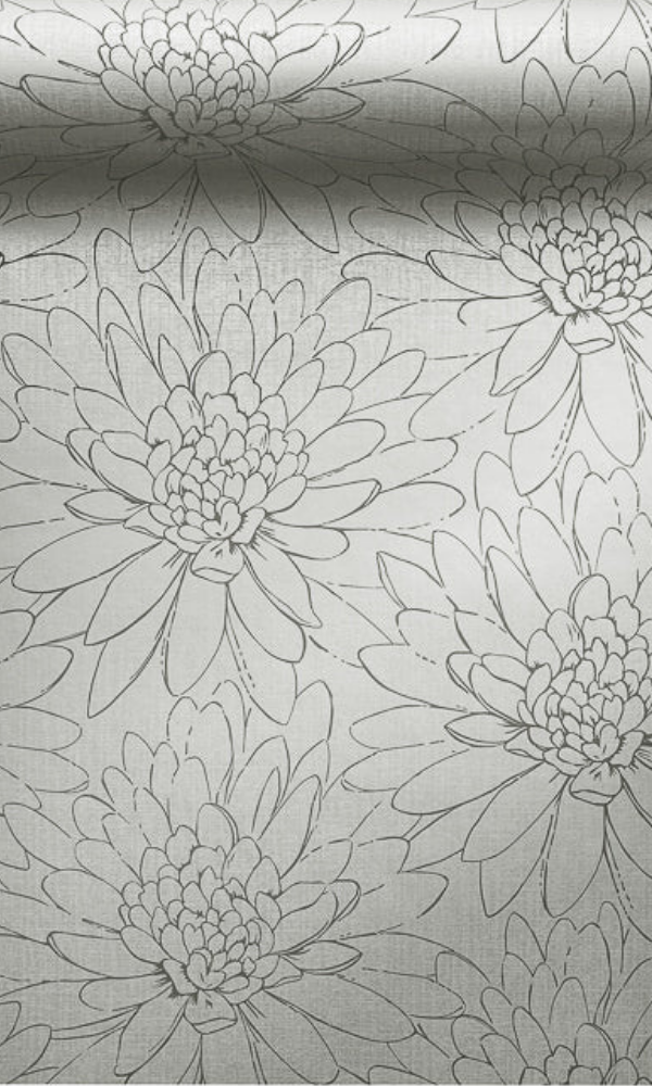 Stylish Grey Blossoming Floral Wallpaper R6936 for Modern Interiors