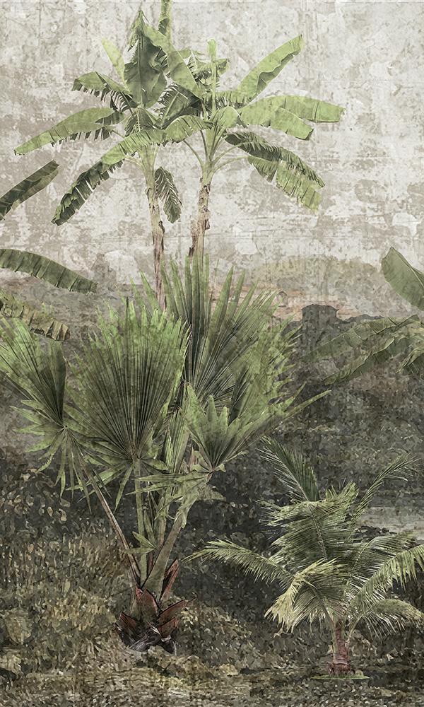Aged Tropical Landscape Digital Print Sample M9632