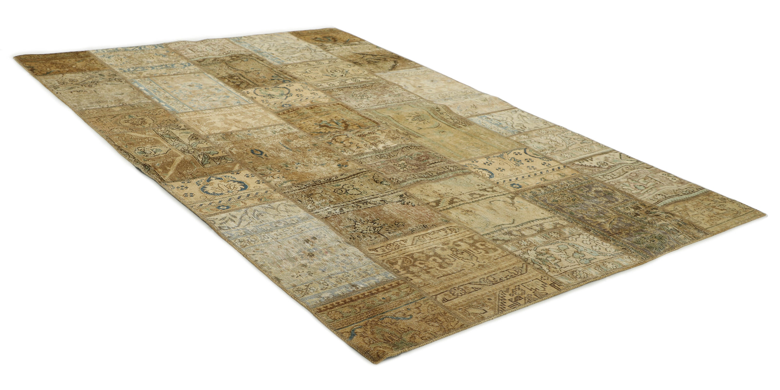 Unique Vintage Persian Hand-Knotted Patchwork Rugs - 200 cm x 302 cm