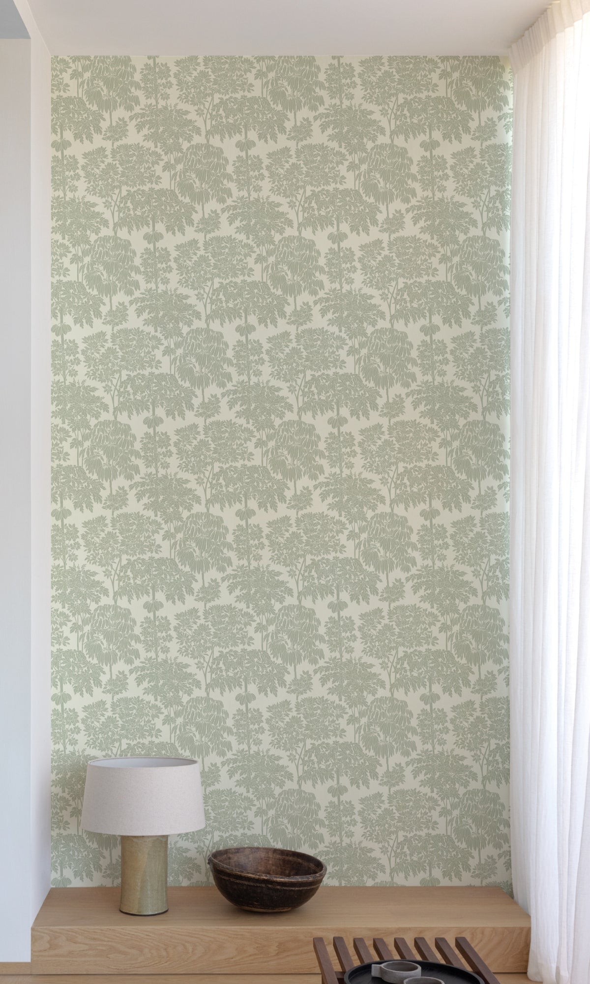 Scrubbable and Dry - Strippable Green Tropical Tree - Patterned Wallpaper R8900