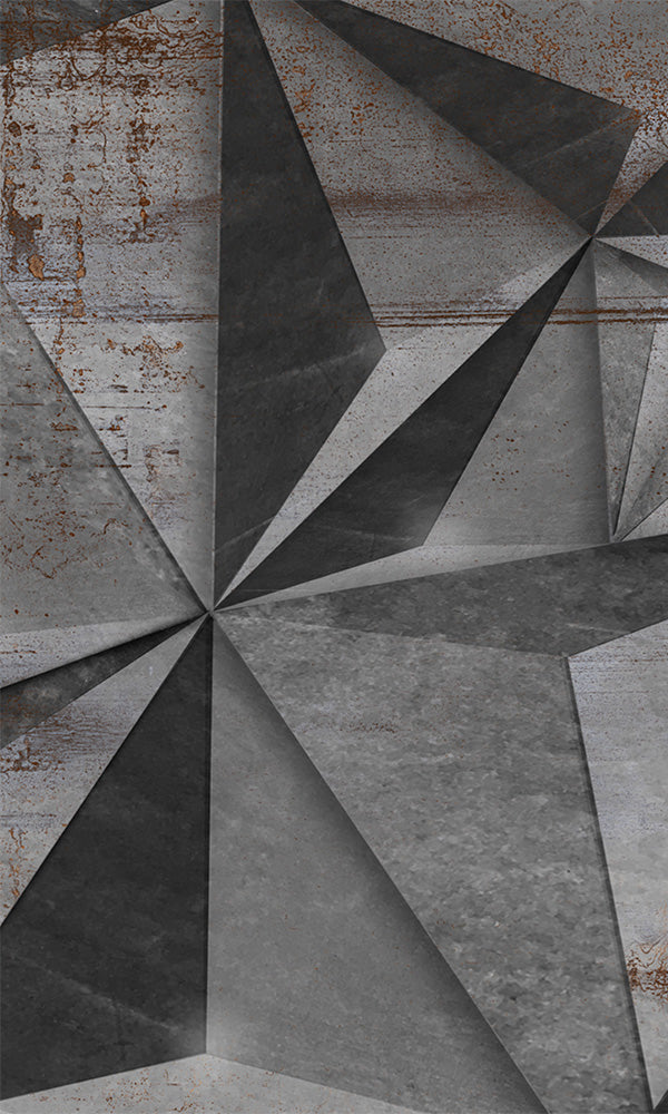 Antique Grey Angular Geometric Wall Mural Wallpaper M9932 for Home Office
