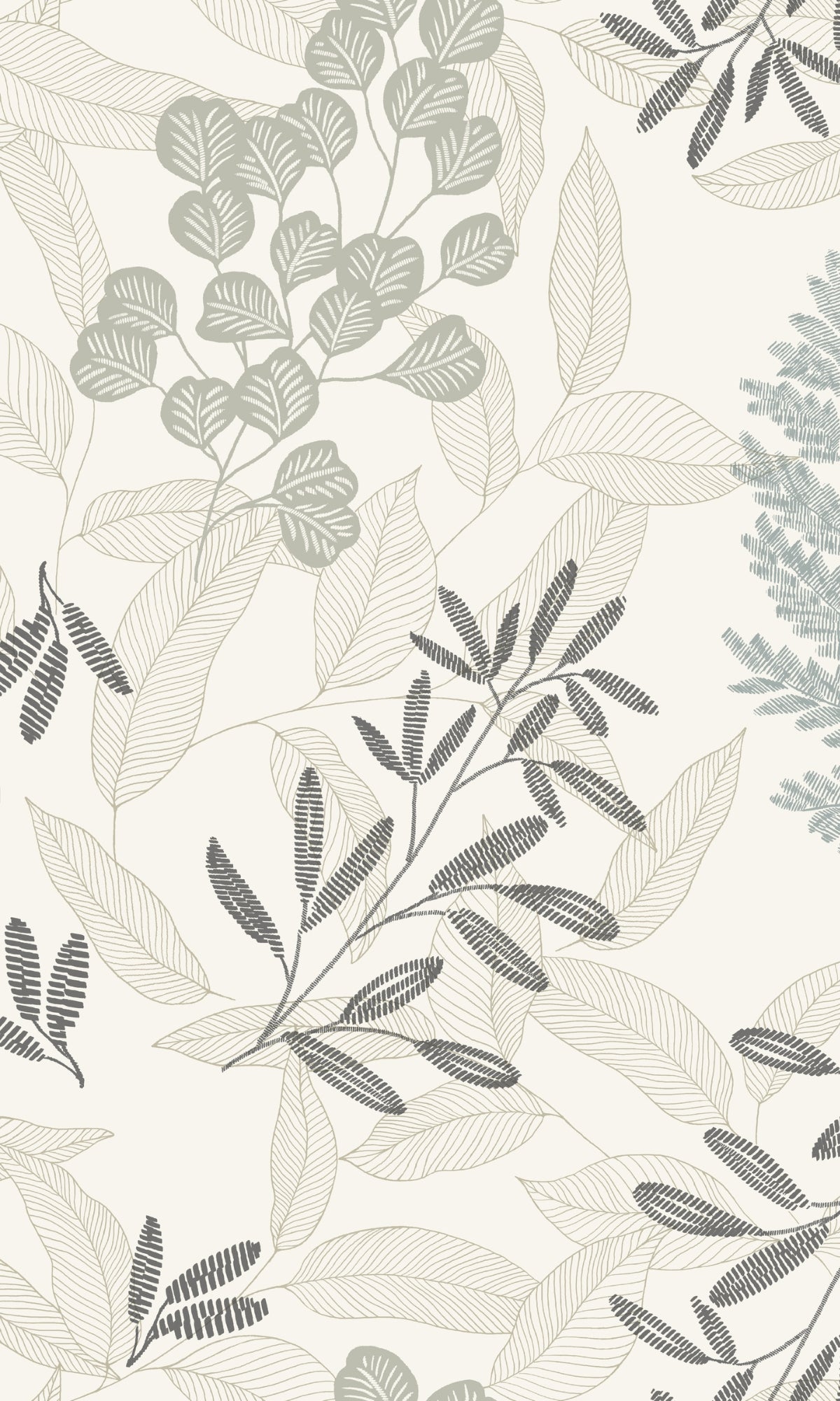 Vibrant Blue Tropical Branches and Leaves Peel-and-Stick Botanical Wallpaper R8913