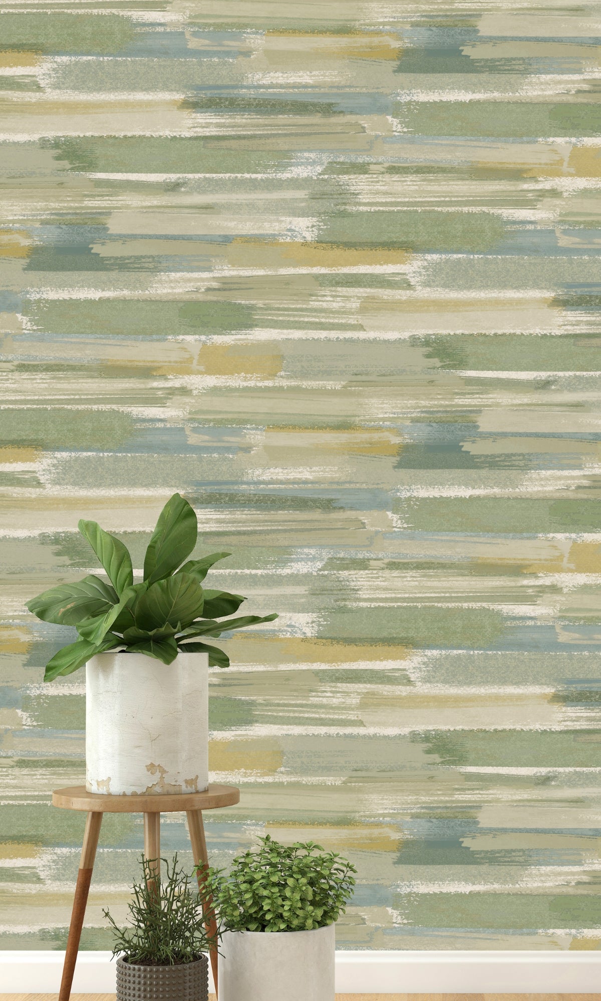 Stunning Green and Yellow Abstract Painted Water Lake Wallpaper R8810