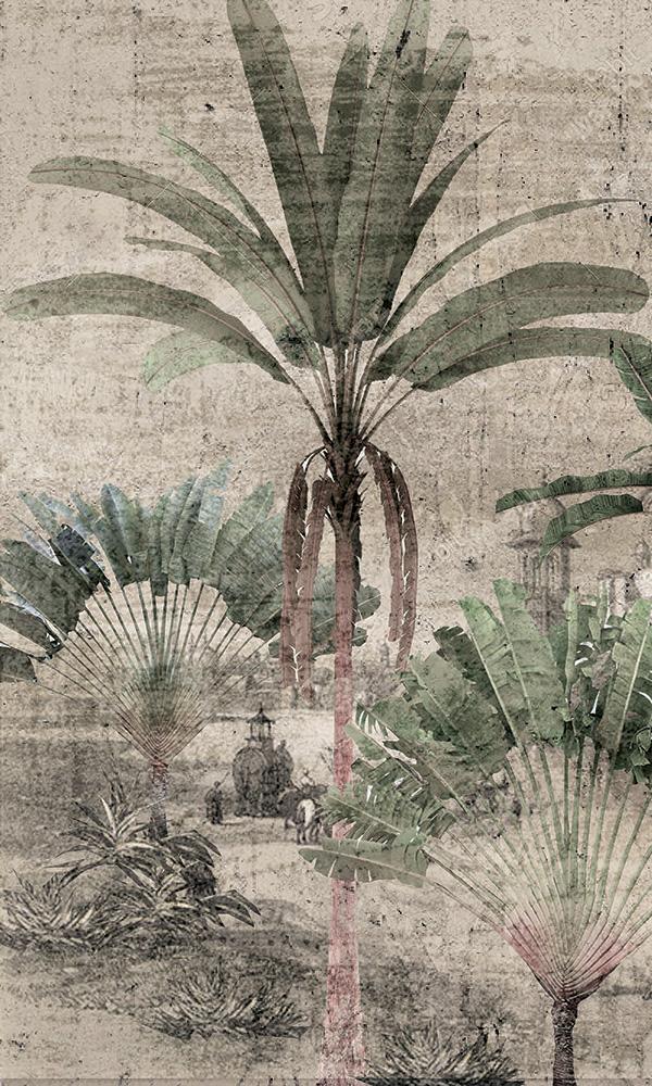 Aged Tropical Landscape Mural Wallpaper M9614 - Sample Piece