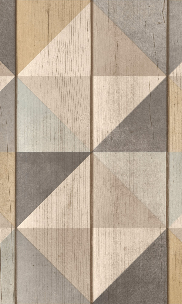 Stylish Brown Diamond Patterned Cottage Wood Wallpaper R6648