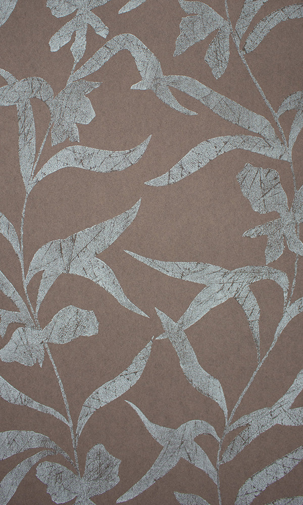 Brown-colored Leaf Silhouette Design Wallpaper - Model R6978