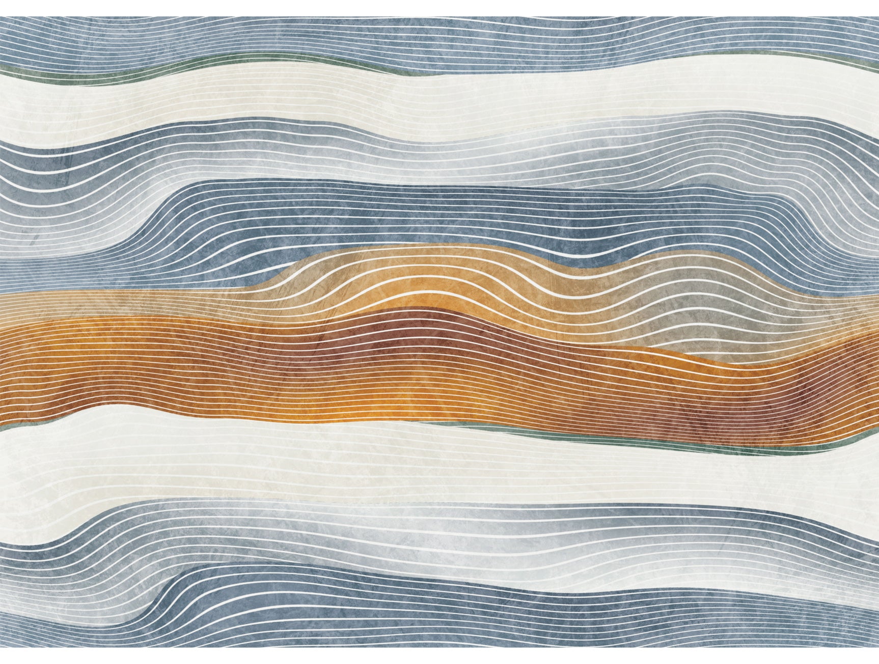 Stylish Gray and Orange Horizontal Striped Mural Wallpaper for Home Decor - M1383