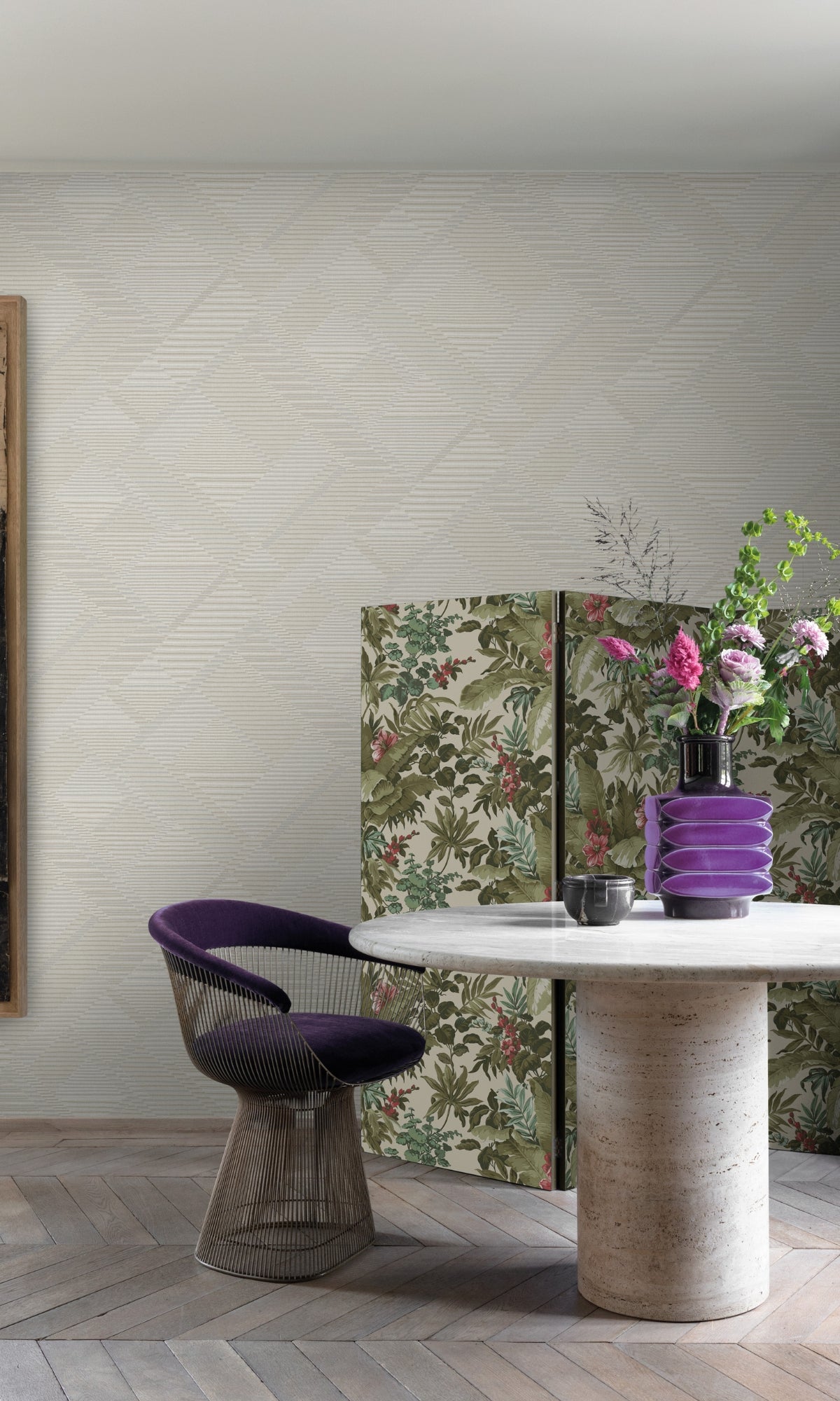 Stylish Grey Horizontal Geometric Striped Wallpaper R8376