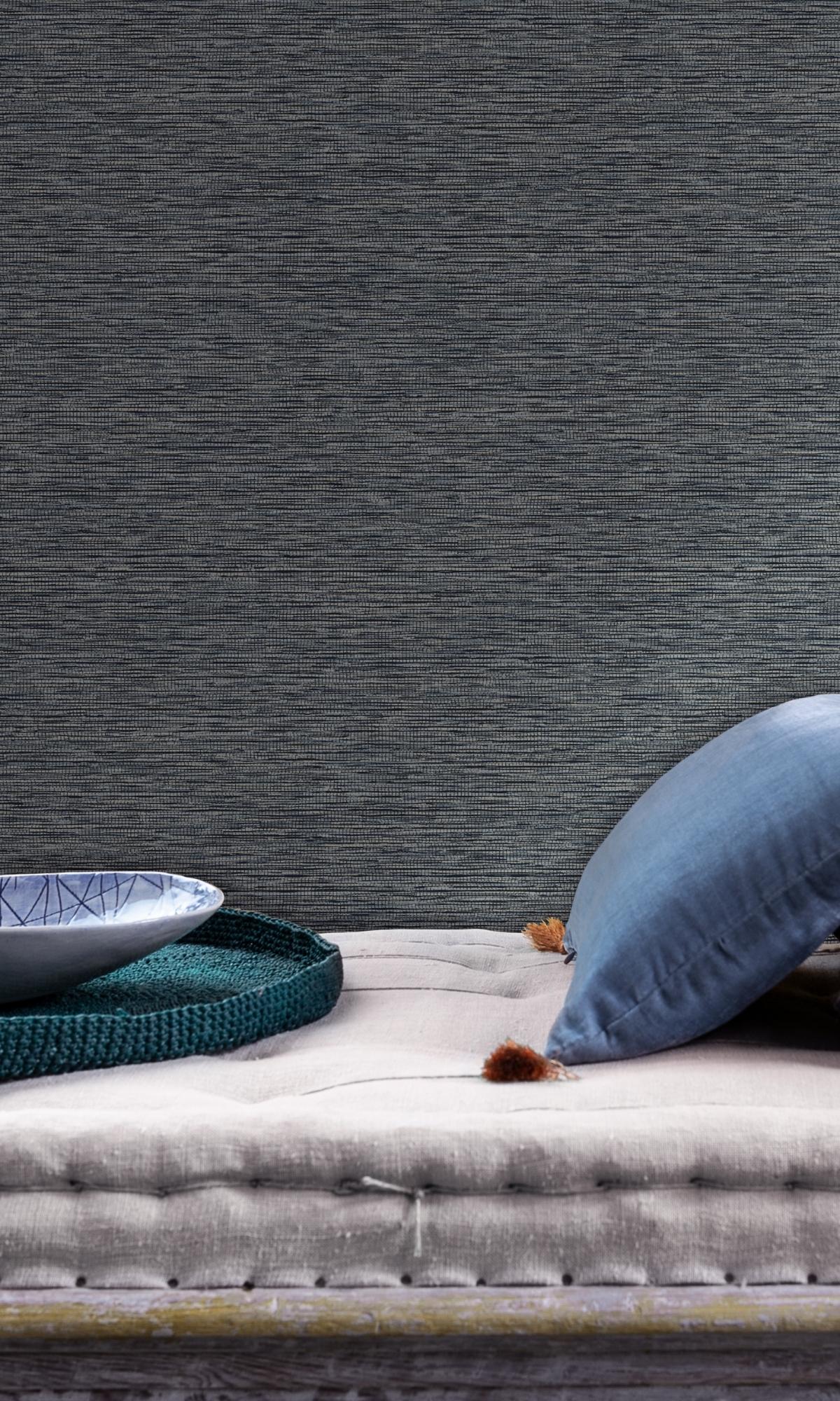 Exquisite Jomon Navy Blue Grasscloth Wall Covering Wallpaper R7902