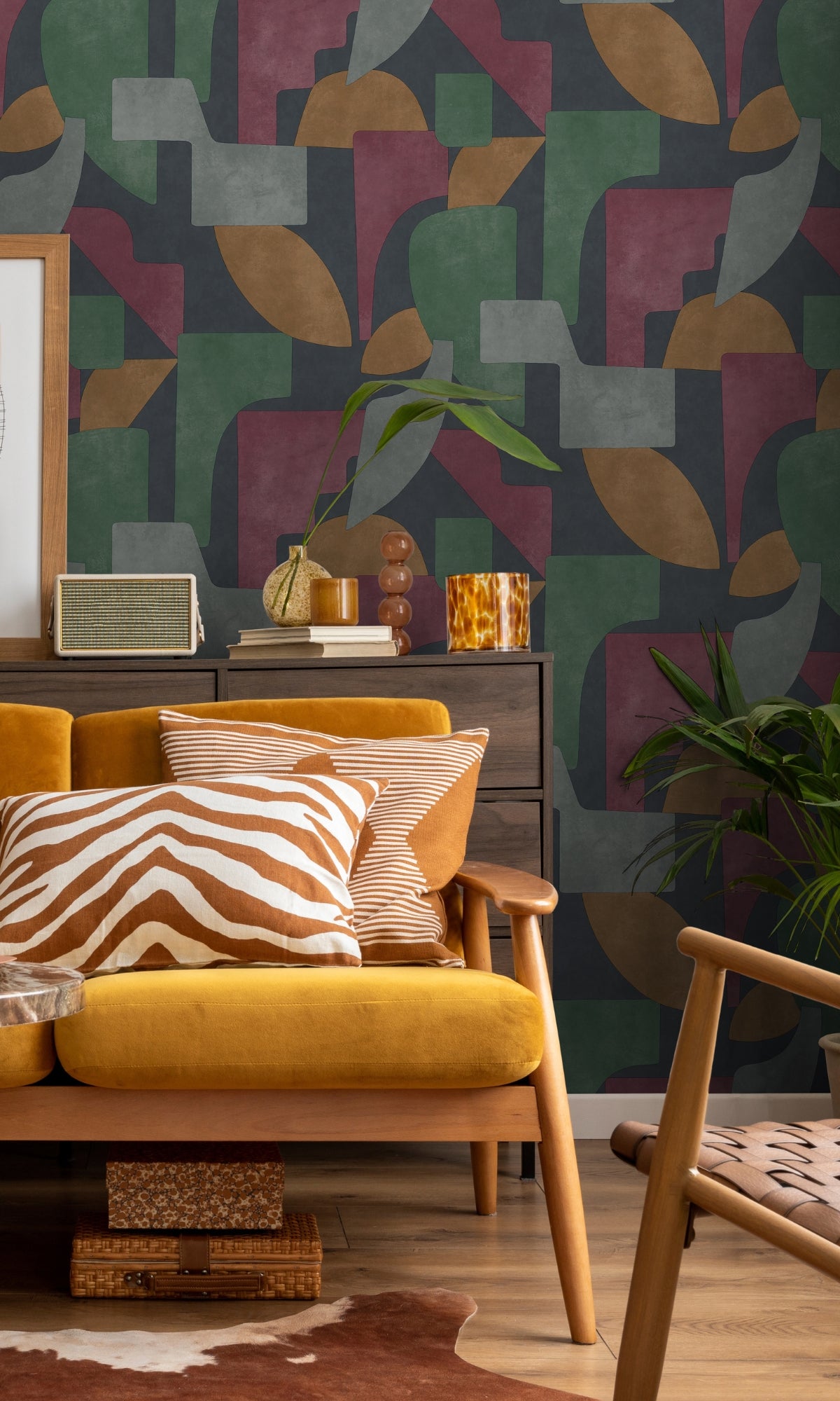 Navy Berry Stylish Modern Abstract Geometric Wallpaper R8976 for Sophisticated Interiors