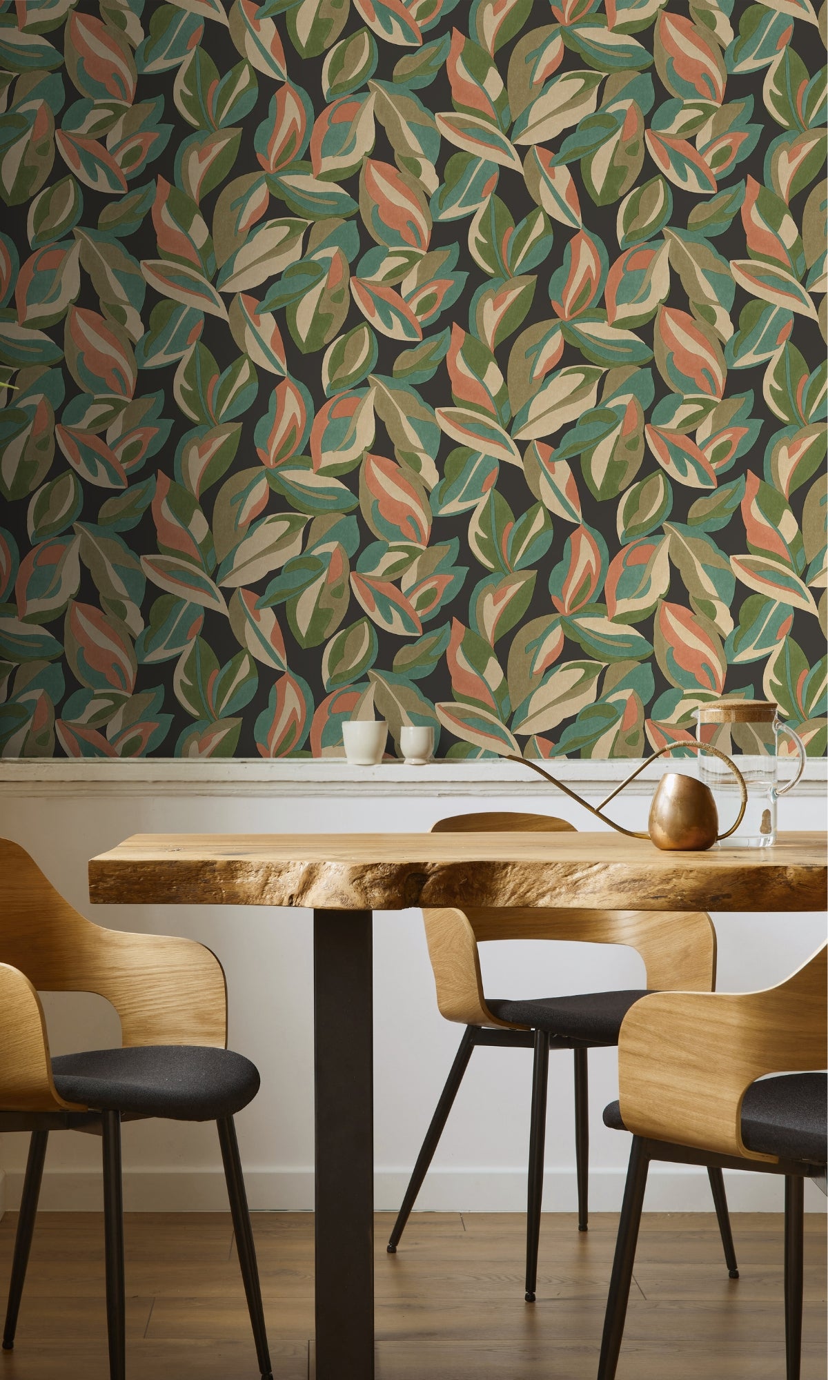 Tropical Nicolai Leaf Design Charcoal Wallpaper R8785 for Interior Decoration